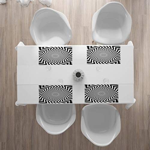 Lunarable Optical Illusion Place Mats Set of 4 - Angular Spiral Whirlpool Hypnotic Rotating Rays Abstract Design, Washable Fabric Table Mats for Dining Room & Kitchen Decor (White & Charcoal Grey) | Perfect for Modern Home Decor, Dinner Parties, and Stylish Table Settings