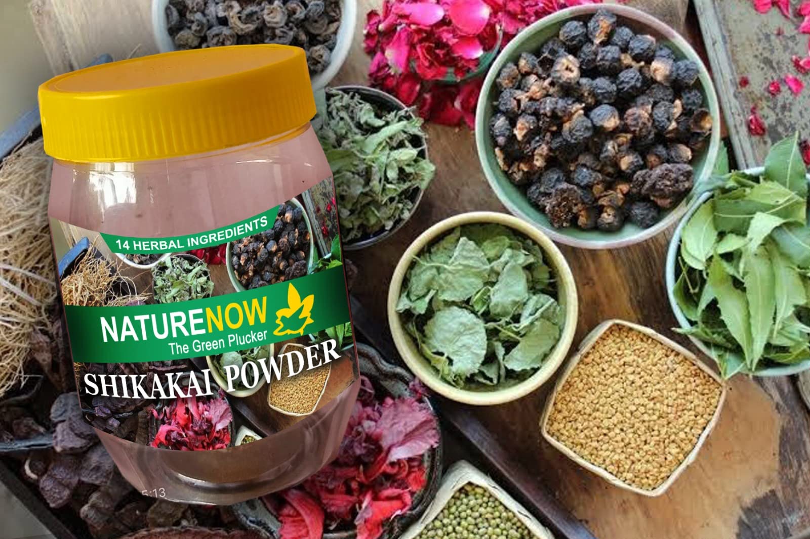 NATURE NOW Herbal Shikai Powder with FREE Loofah - Natural Exfoliating Body Scrub for Smooth & Glowing Skin | Perfect for Spa Day, Post-Workout Refresh & Dry Skin Care
