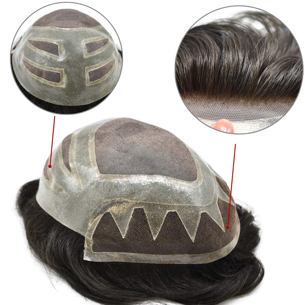 Premium European Remy Human Hair Toupee for Men - 8