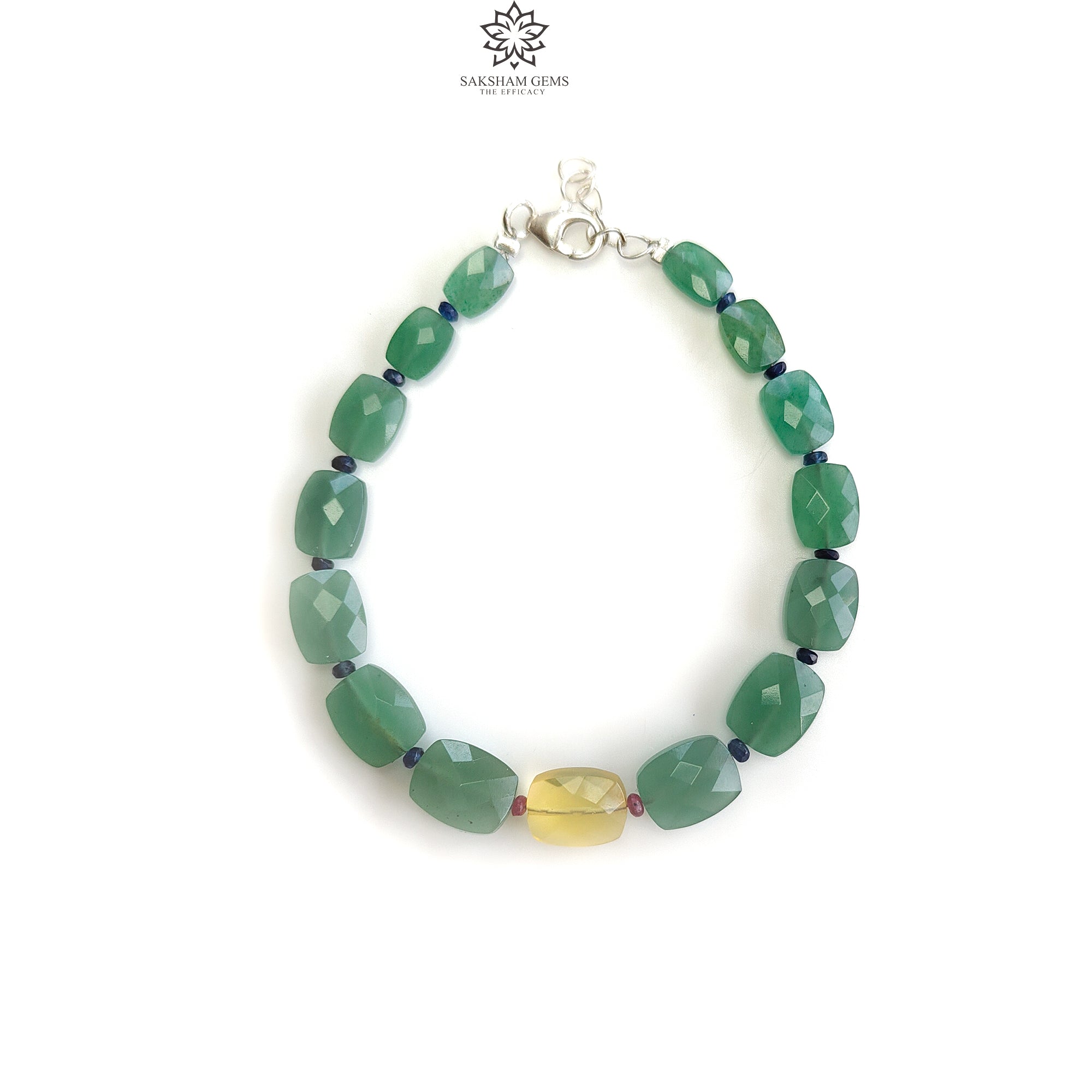 925 Sterling Silver Green Quartz & Yellow Opal Beaded Bracelet - 6.19gms Briolette Cushion Checker Cut Gemstone Jewelry for Women | Perfect for Everyday Wear, Gift Giving & Special Occasions