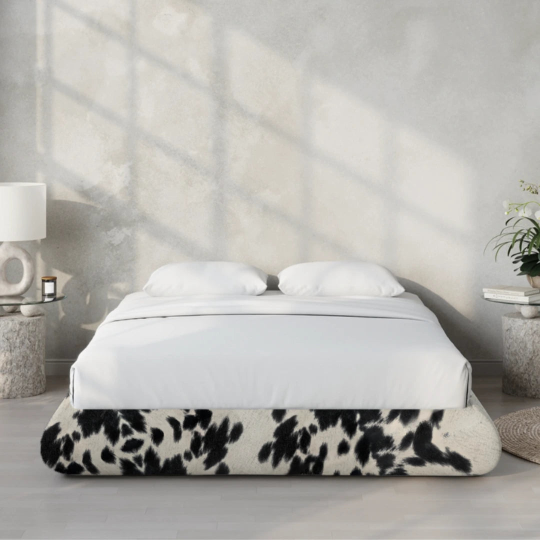 Luna Bed Frame - Queen Size Vegan Leather Upholstered Platform Bed with Wooden Slats | Modern & Eco-Friendly Bedroom Furniture for Home Decor