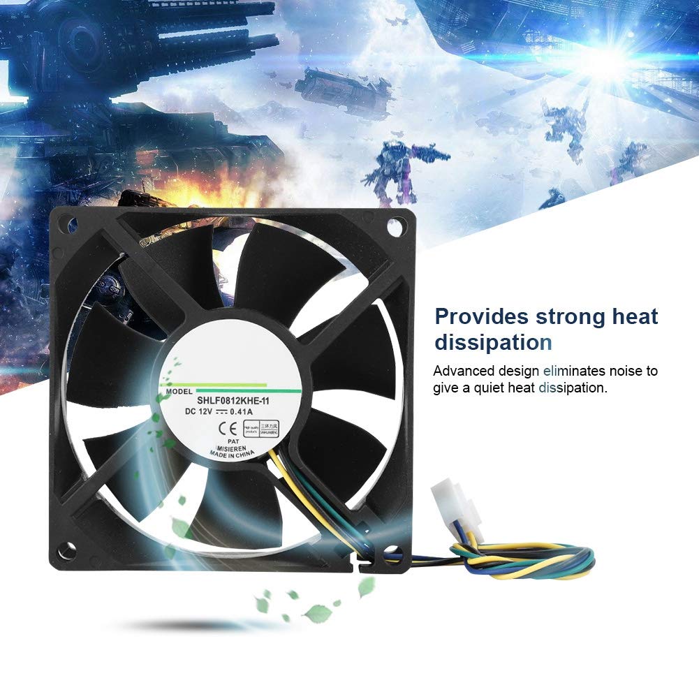 High Performance 80mm 12V PWM Computer CPU Cooling Fan - Ultra Quiet 4 Pin Ball Bearing Case Fan for PC Cooling | Ideal for Gaming PCs, Workstations & Home Office Desktops