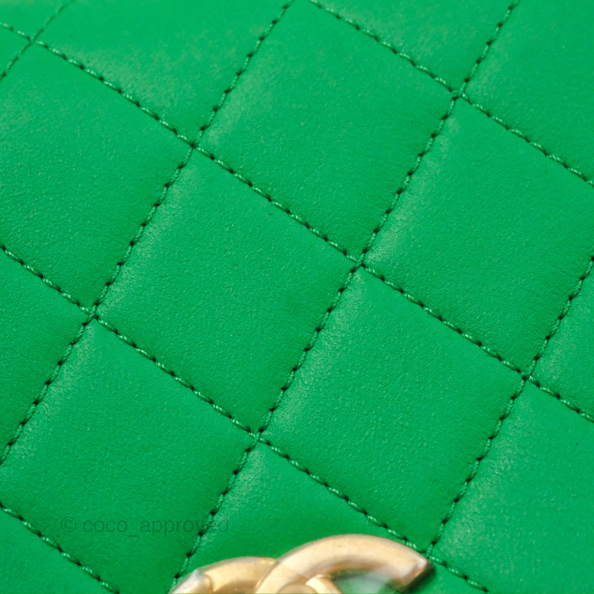 Chanel CC Quilted Flap Bag With Top Handle - Green Calfskin Leather Crossbody Bag with Gold Hardware | Luxury Designer Handbag for Women, Perfect for Date Night & Special Occasions