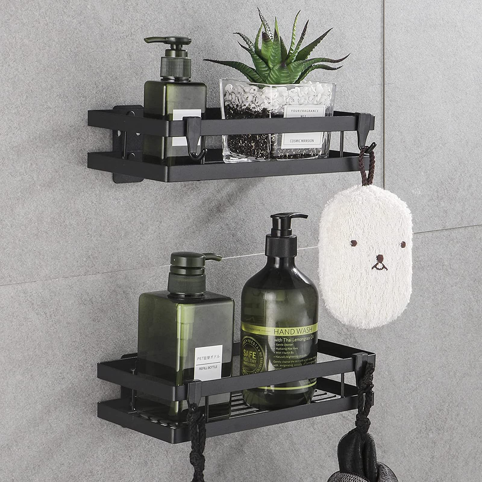Stainless Steel Bathroom Corner Shelf with 2 Hooks - No Drill Shower Caddy Organizer for Shampoo, Soap & Bath Essentials - SUS304 Rustproof Tub Shelf - Perfect for Small Bathrooms & Apartment Showers