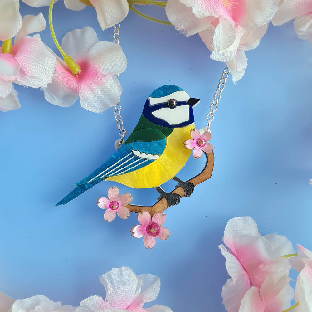 Bluetit Necklace by Cherryloco - Elegant Bird Pendant Jewelry for Women | Perfect Gift for Birthday, Anniversary & Everyday Wear