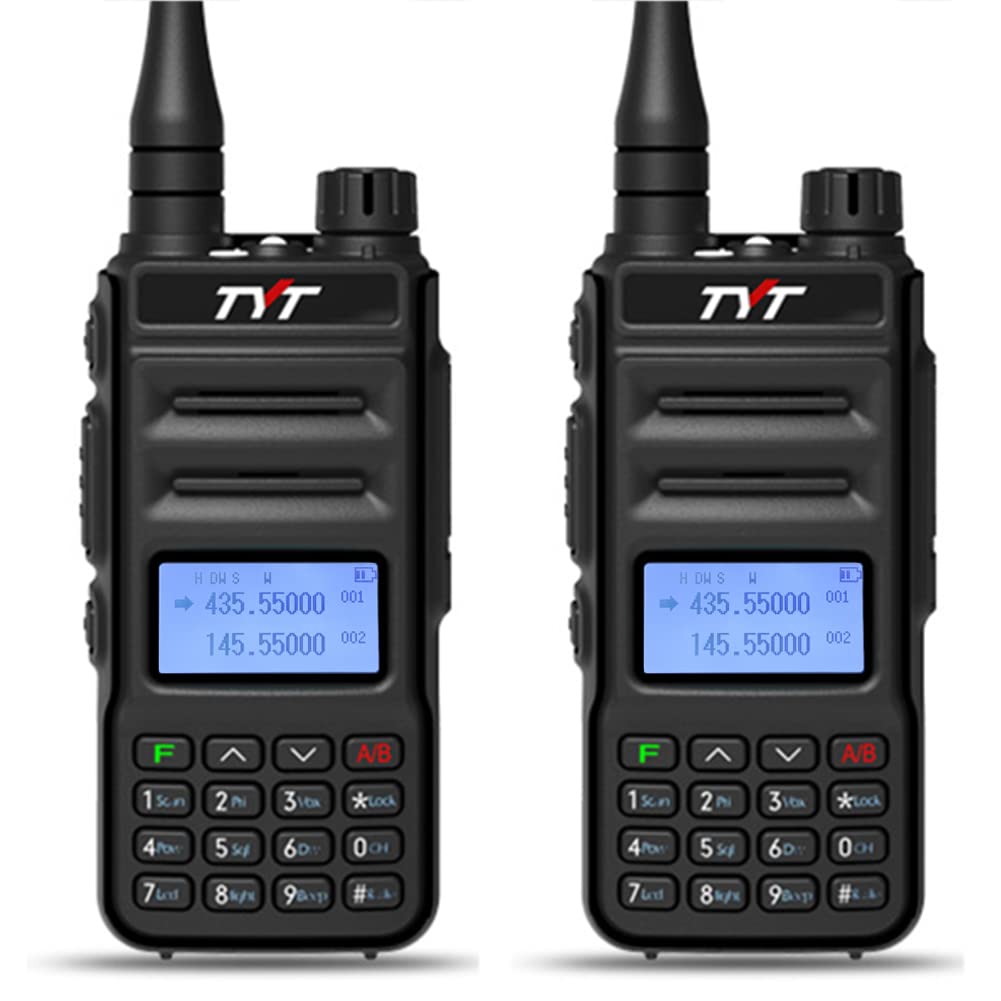 TYT TH-UV88 Dual Band VHF UHF Ham Radio Handheld 2 Pack - Long Range 200 Channel Walkie Talkies for Adults with Rechargeable Battery, LCD Display, DTMF & Chirp Support - Perfect for Outdoor Adventures, Emergency Communication and Group Activities (Black)