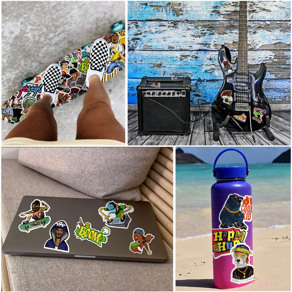 Hip Hop Stickers Pack - 50 Pcs Waterproof Vinyl Decals for Kindle, Laptop, Water Bottles, Scrapbooks - Cool Urban Stickers for Teens & Music Lovers - Perfect for DIY Crafts, School Supplies & Personalizing Accessories