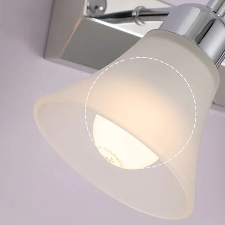 Frosted Glass Silver Mirror Bathroom Wall Lights - Modern Vanity Lighting for Bathroom, Powder Room & Dressing Area - Perfect for Makeup, Shaving & Home Decor