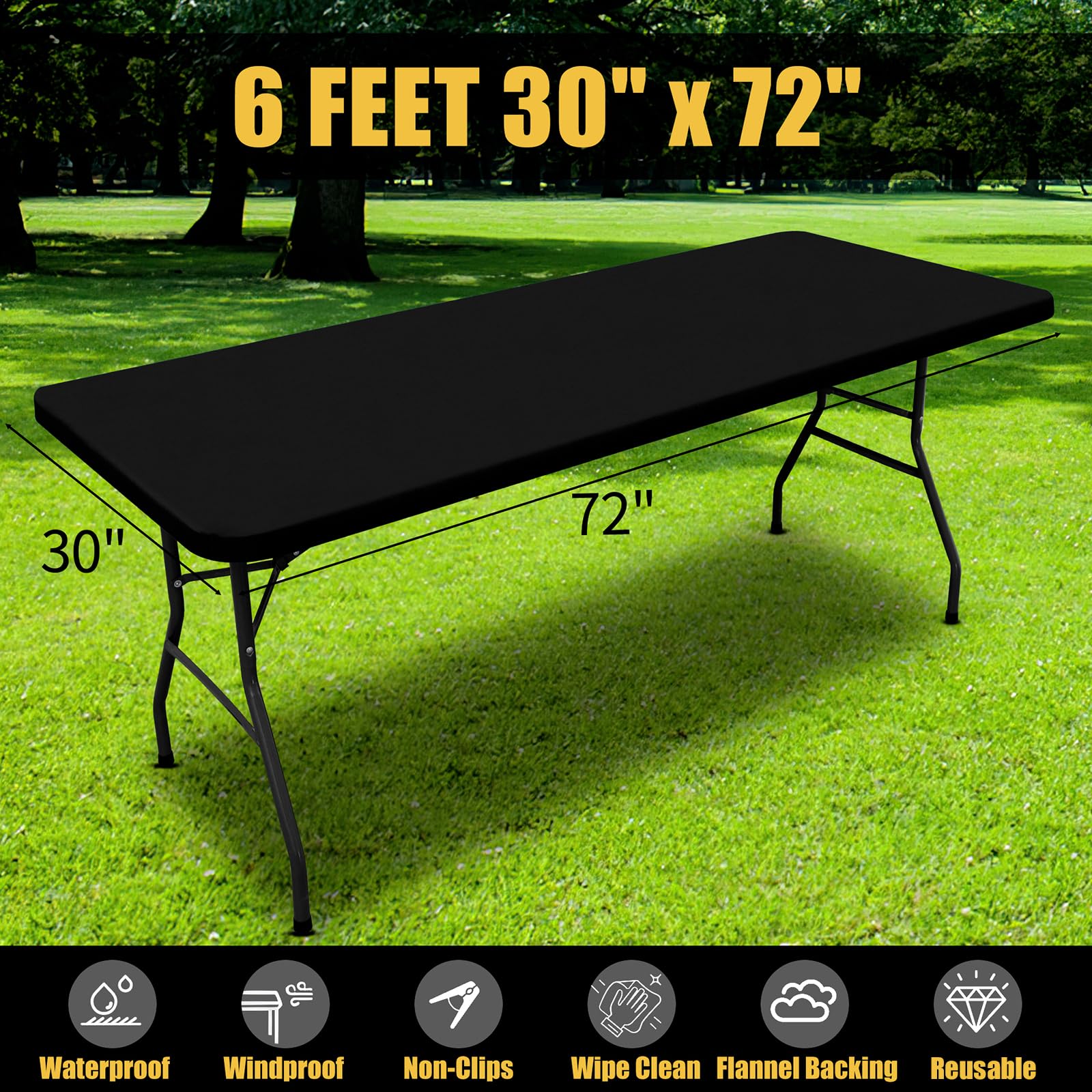 Waterproof Elastic Fitted Rectangle Picnic Tablecloth - 30