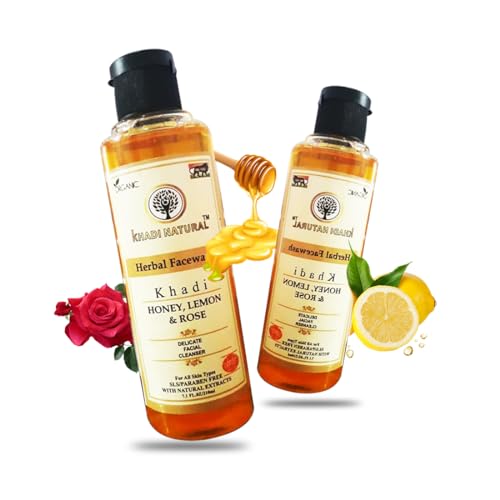 Khadi Natural Honey Lemon Rose Face Wash 210ml - Organic Cleanser for Glowing Skin | Deep Cleansing & Moisturizing | Large Size for Daily Skincare Routine | Perfect for Morning & Night Face Wash