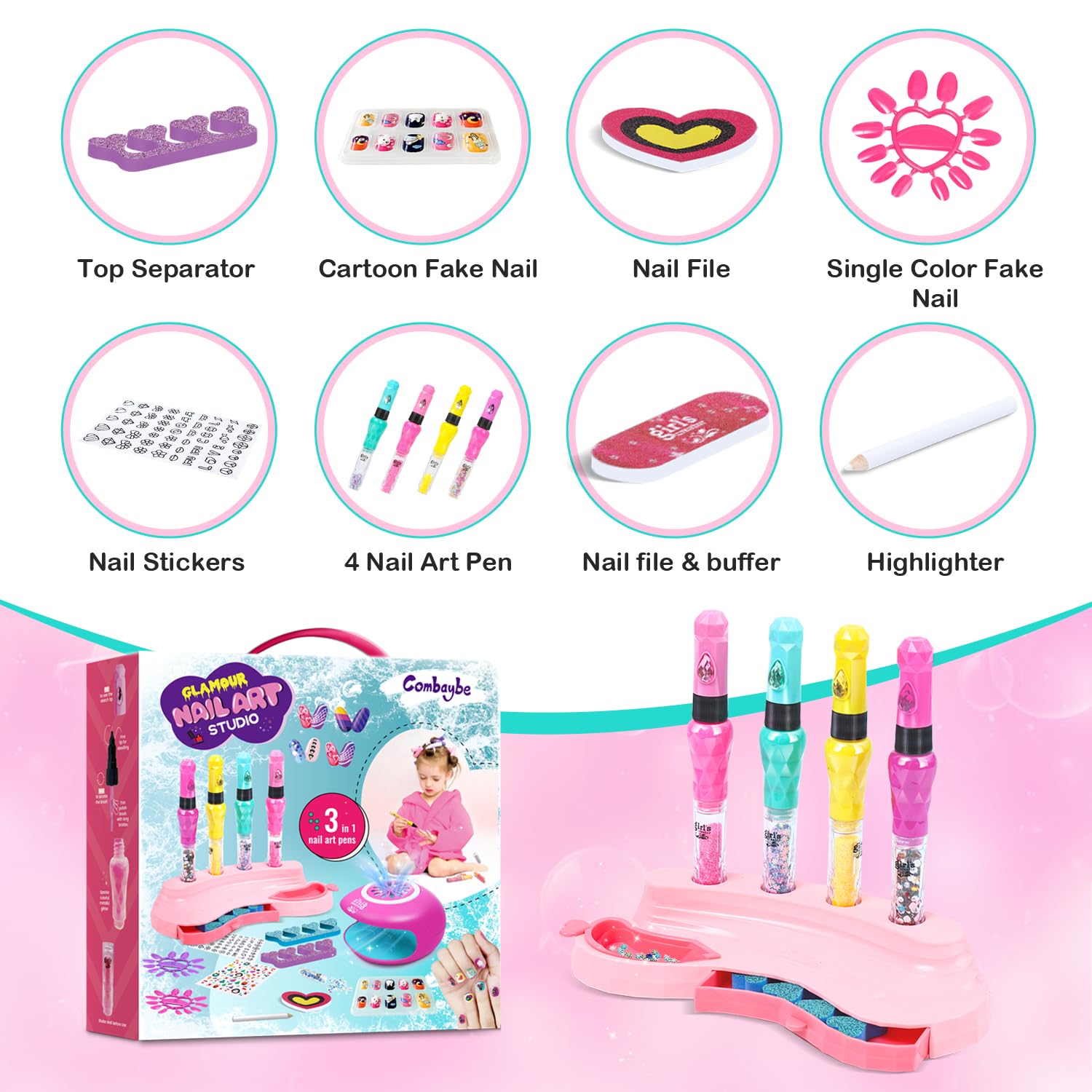 Non-Toxic Kids Nail Polish Set for Girls Ages 6-12 | Safe Nail Art Kit with 12 Colors | Perfect Birthday Gift for Girls | Spa, Makeup & Manicure Fun | Ideal for Parties, Playdates & Creative Play