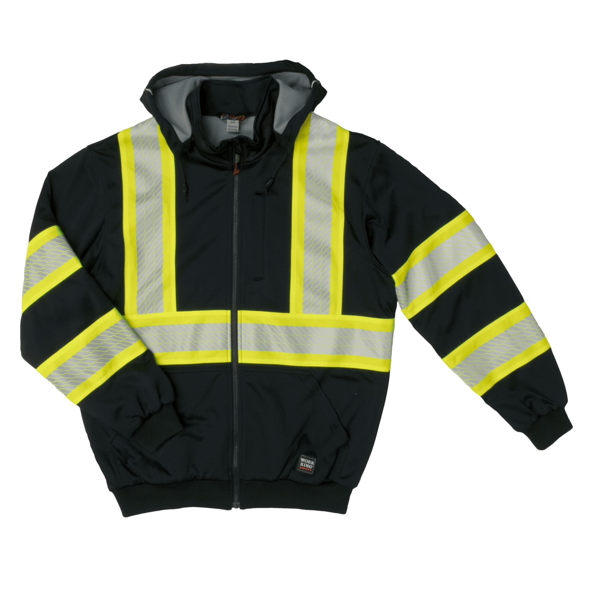Tough Duck Thermal Lined Safety Hoodie SJ16 - Heavy Duty Work Jacket with Reflective Stripes for Construction & Outdoor Workers - Winter Workwear for Cold Weather Protection