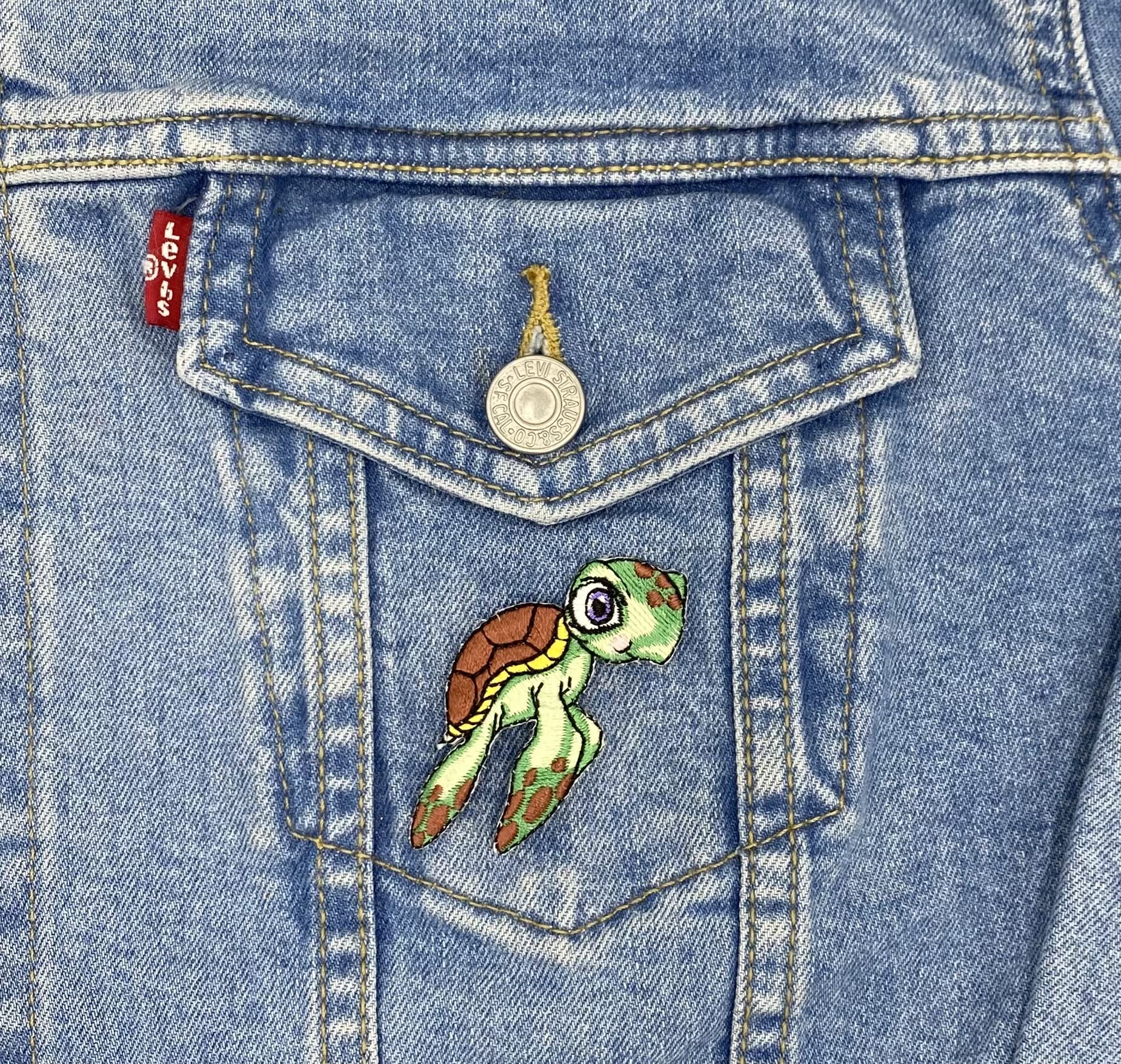 Baby Sea Turtle Embroidered Iron-On Patch for DIY Crafts, Jackets, Backpacks & Hats – Cute Marine Animal Sewing Applique