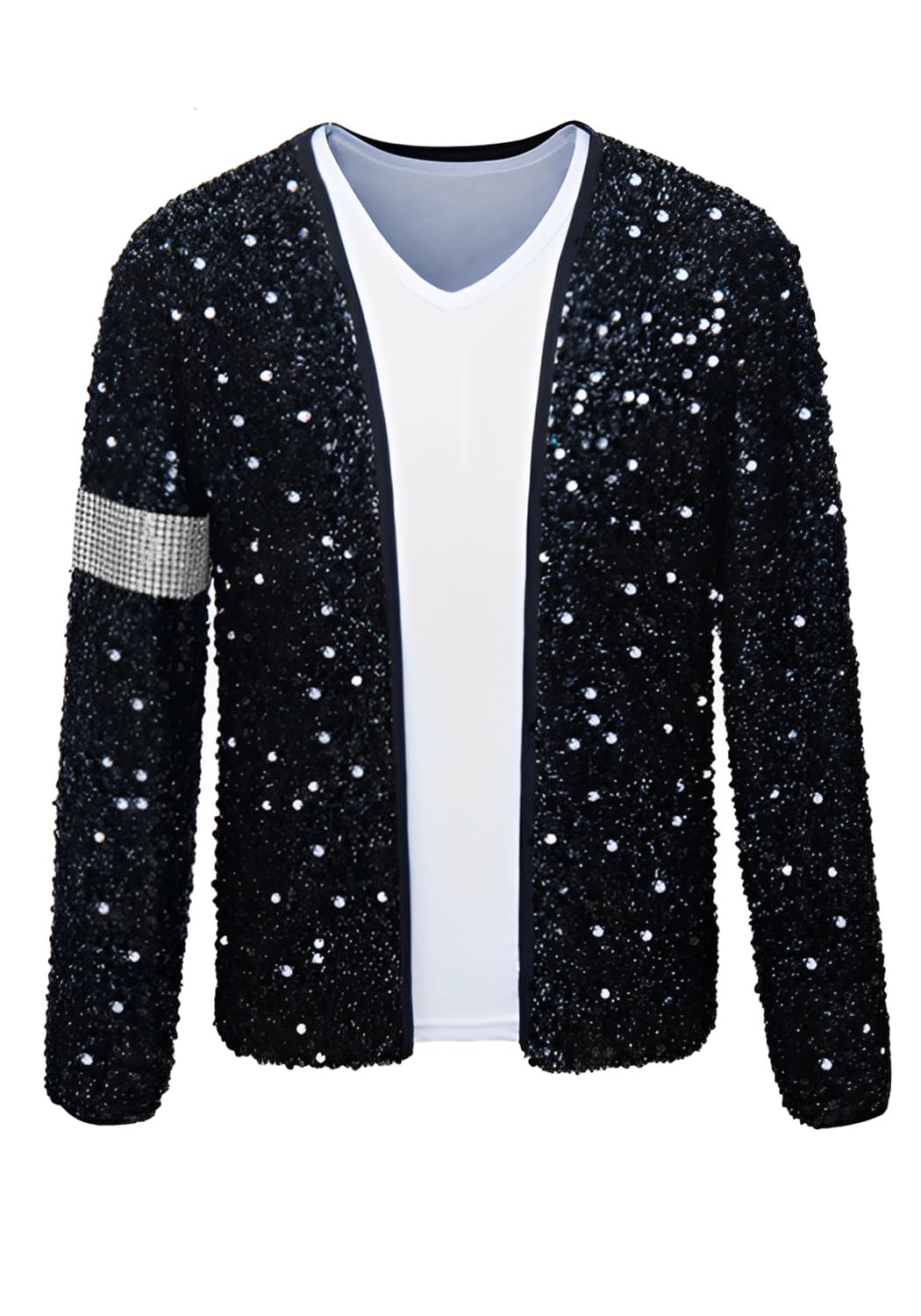 Sparkly Sequin Jacket for Men - Halloween Costume with Gloves & Hat - Perfect for Parties, Cosplay, and Festive Celebrations