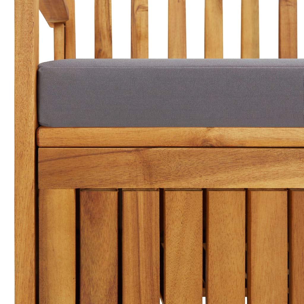 Solid Acacia Wood Outdoor Storage Bench with Removable Cushion - 47.2