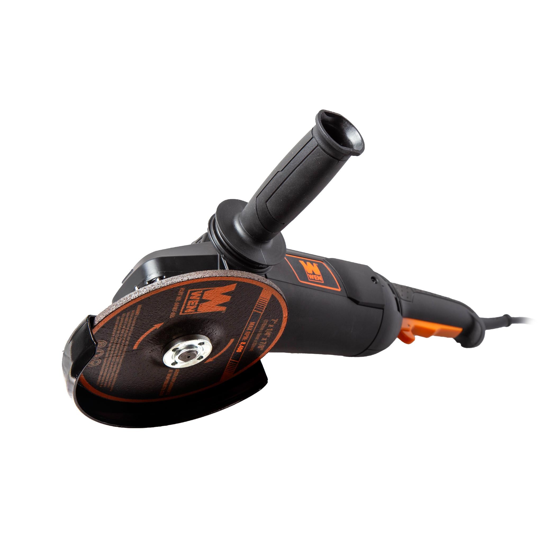 WEN 94487 15 Amp 7 Inch Angle Grinder with Reversible Handle - Professional Metal Cutting & Grinding Tool for DIY Projects, Construction, and Home Renovation