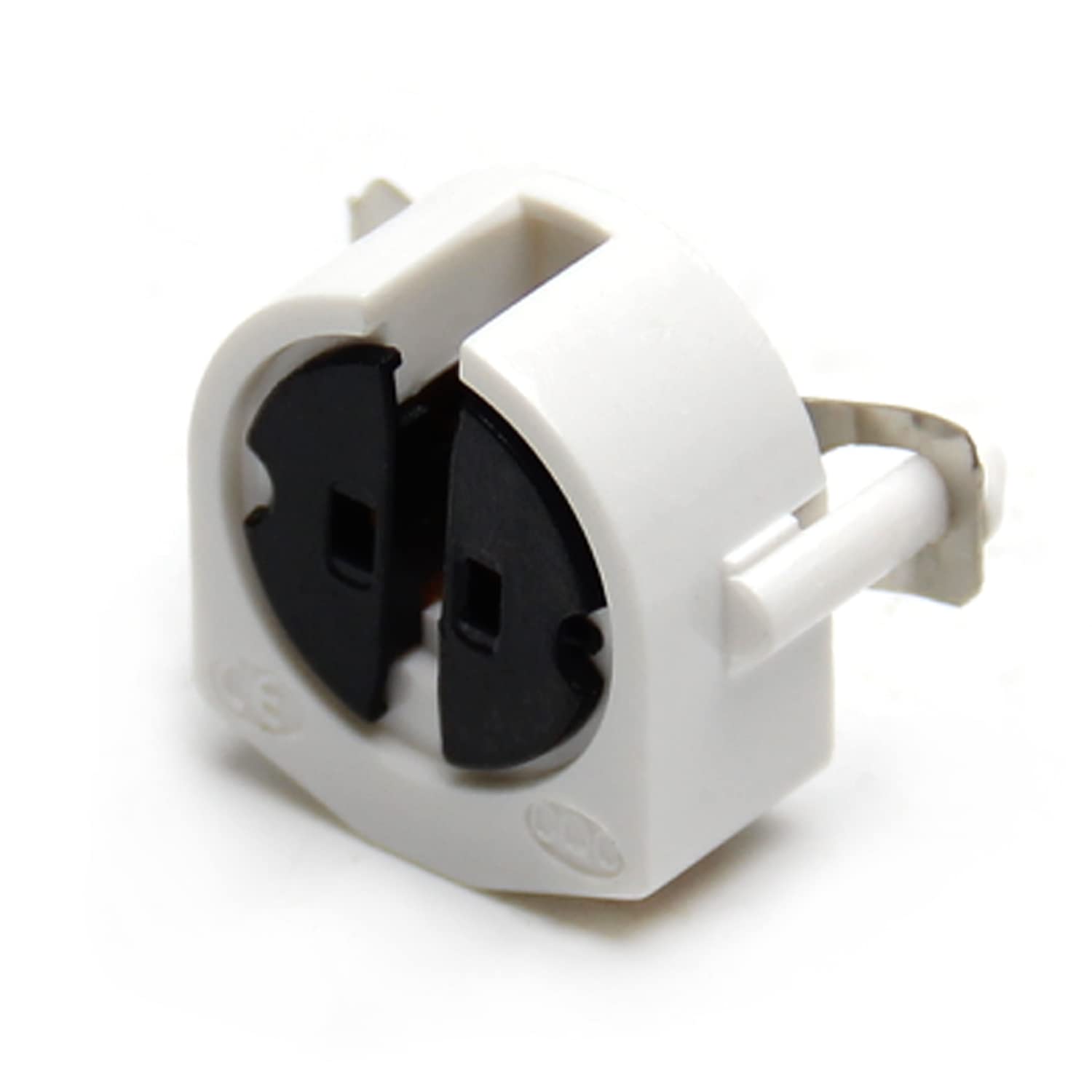 Bettomshin 2-Pack T5 Light Bulb Holders - Single Head Tombstone Socket Adapters for LED & Fluorescent Tube Replacements (White) - Perfect for Home, Office & Workshop Lighting Fixtures