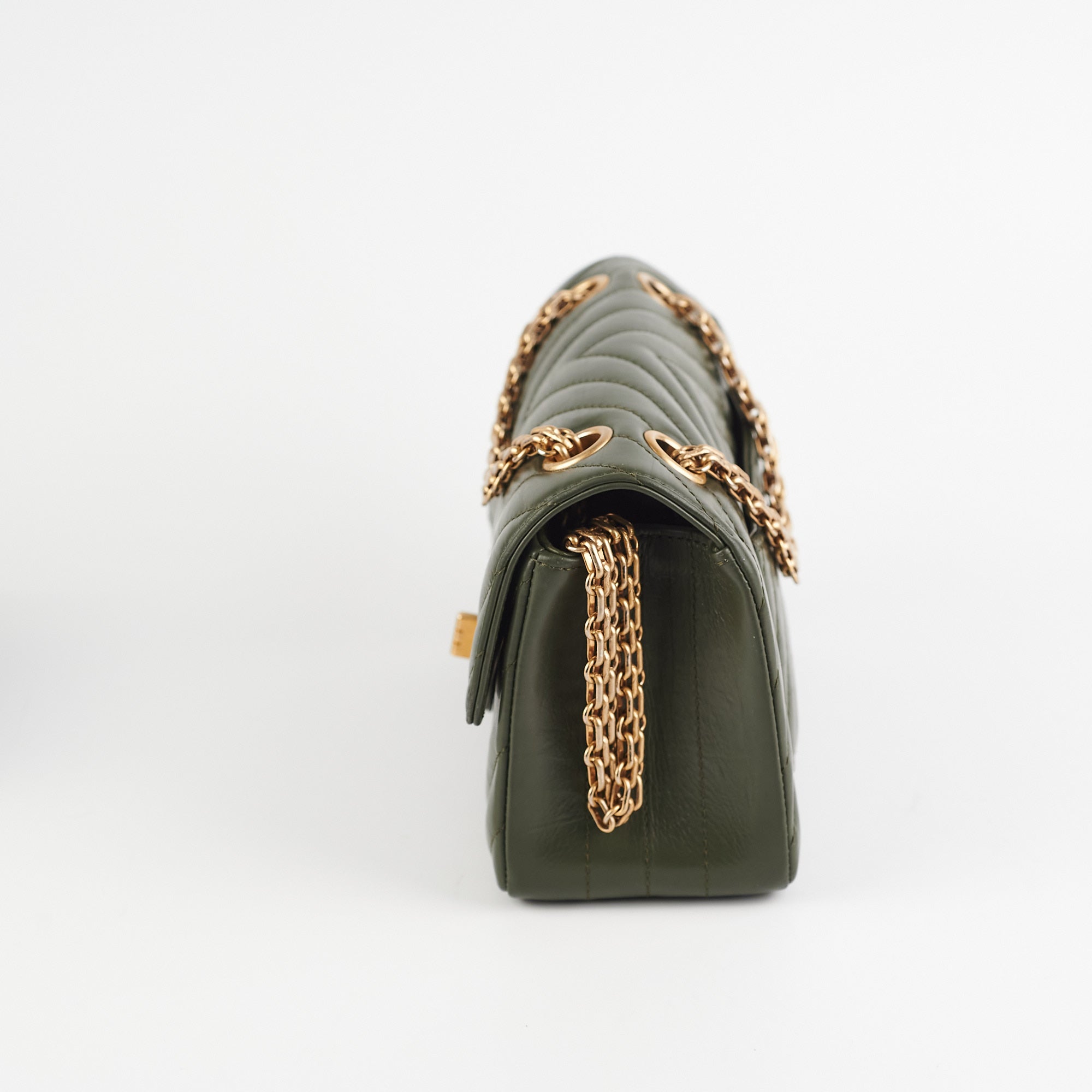 Authentic Chanel Mini 2.55 Chevron Reissue Bag in Khaki Green with Microchip - Luxury Crossbody Purse for Women, Perfect for Date Nights & Special Occasions