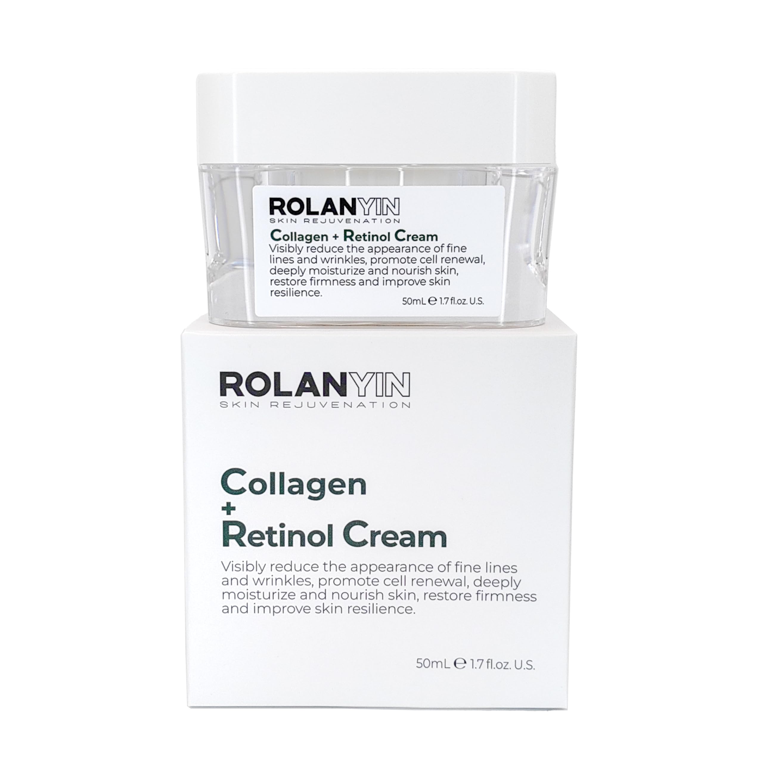 ROLANYIN Collagen & Retinol Cream - Deep Hydrating Anti-Aging Face Moisturizer for Wrinkle Reduction, Skin Firming & Plumping | Day & Night Skincare Routine for Dry, Mature Skin