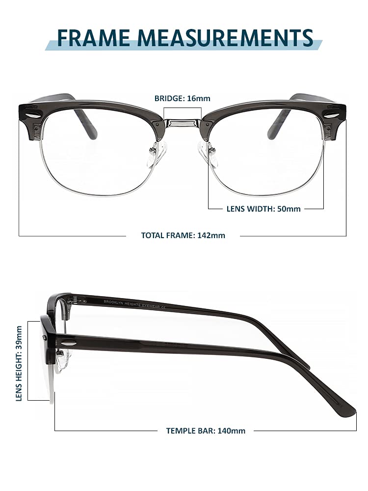 Pink Reading Glasses with Real Glass Lenses & Club Style Frame - Translucent Grey +2.50 Magnification | Perfect for Book Lovers, Office Work & Computer Use