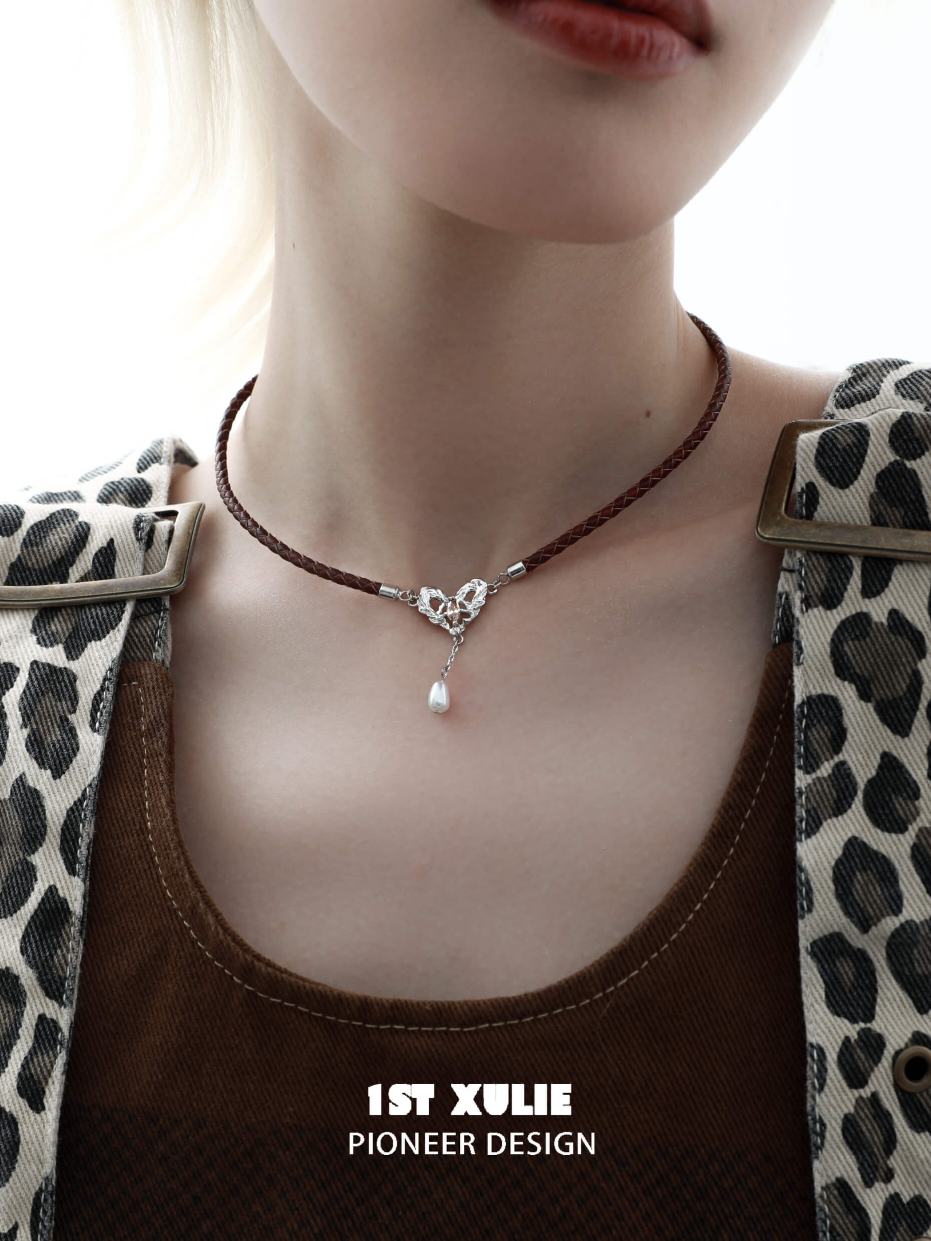 Rose Believer S925 Sterling Silver Cowhide Rope Zircon Choker Necklace™ - Elegant Bohemian Jewelry for Women, Perfect for Parties, Weddings & Date Nights