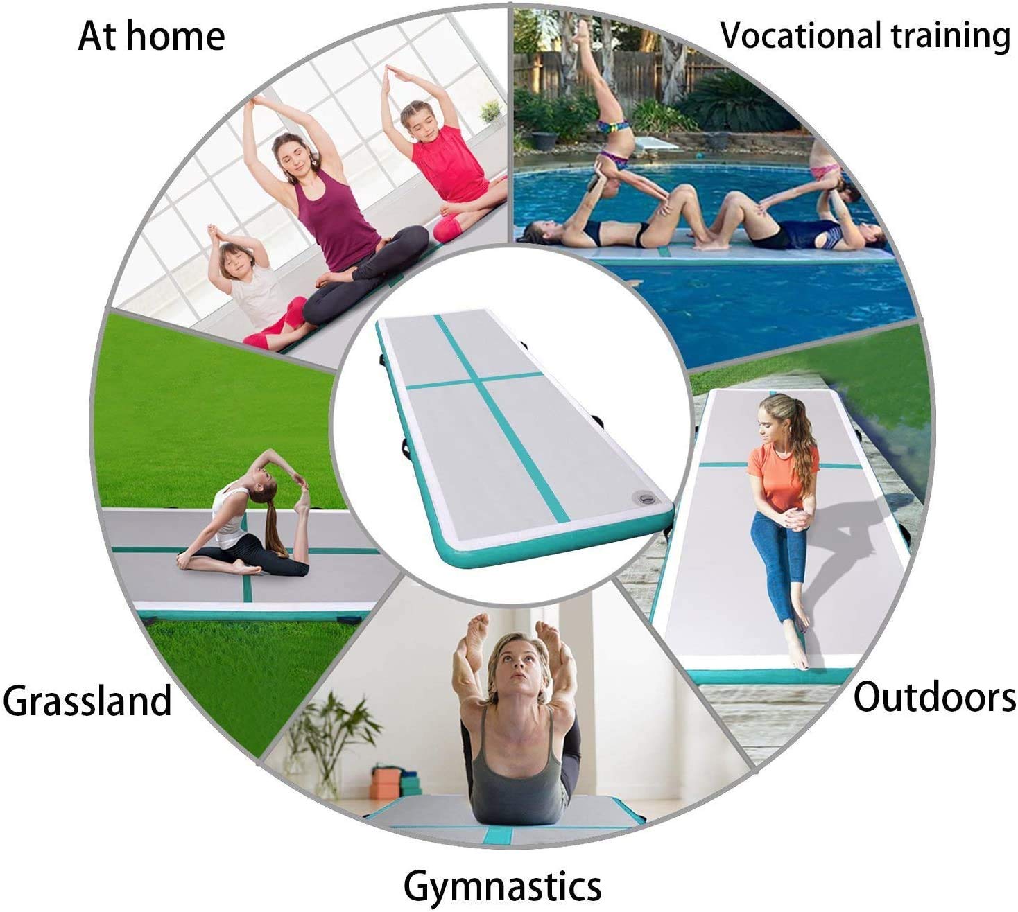 Inflatable Tumbling Air Track Mat - Non-Slip Gym Floor for Gymnastics, Cheerleading & Home Workouts - Perfect for Indoor Training, Kids Play & Fitness Exercises