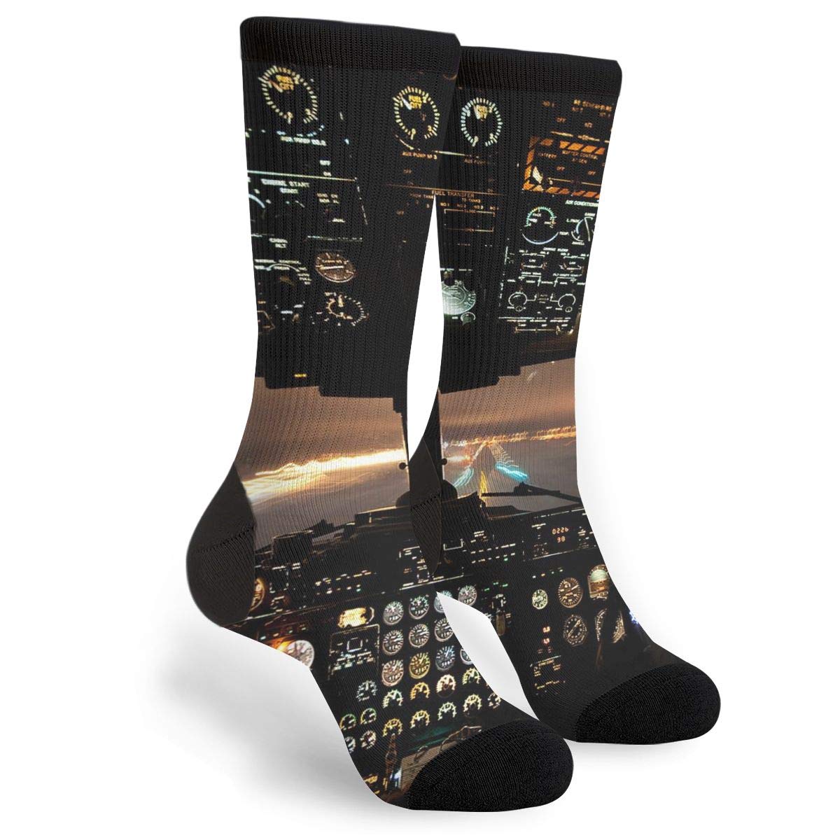 YISHOW Funny Airplane Novelty Crew Socks for Men & Women - Crazy Dress Socks for Aviation Enthusiasts - Perfect for Travel, Gifts, and Costume Parties