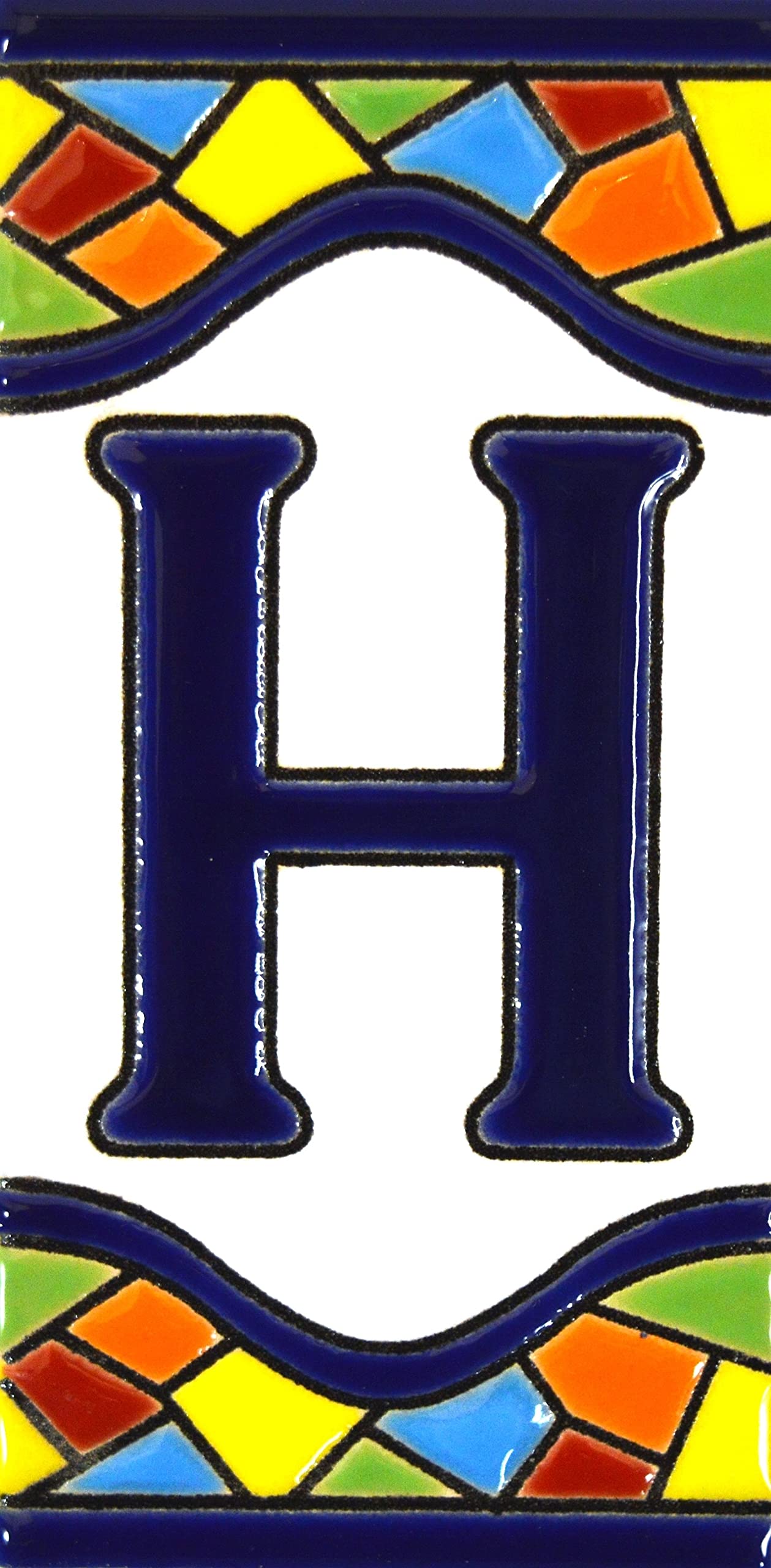 4 Inch Hand Painted House Letter Tiles - Custom Address Signs, Names & Numbers for Home Decor - MOSAICO MEDIANO Design 4.29