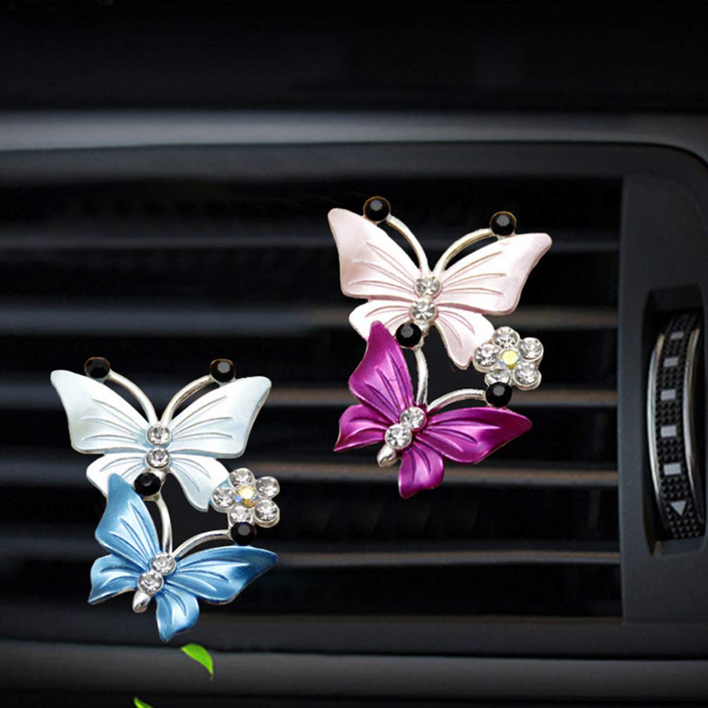 2Pcs Car Air Vent Diffuser Clips - Aromatherapy Vent Decorations with Refillable Pads (Rosy & Blue) - Perfect for Freshening Your Car, Office, or Home
