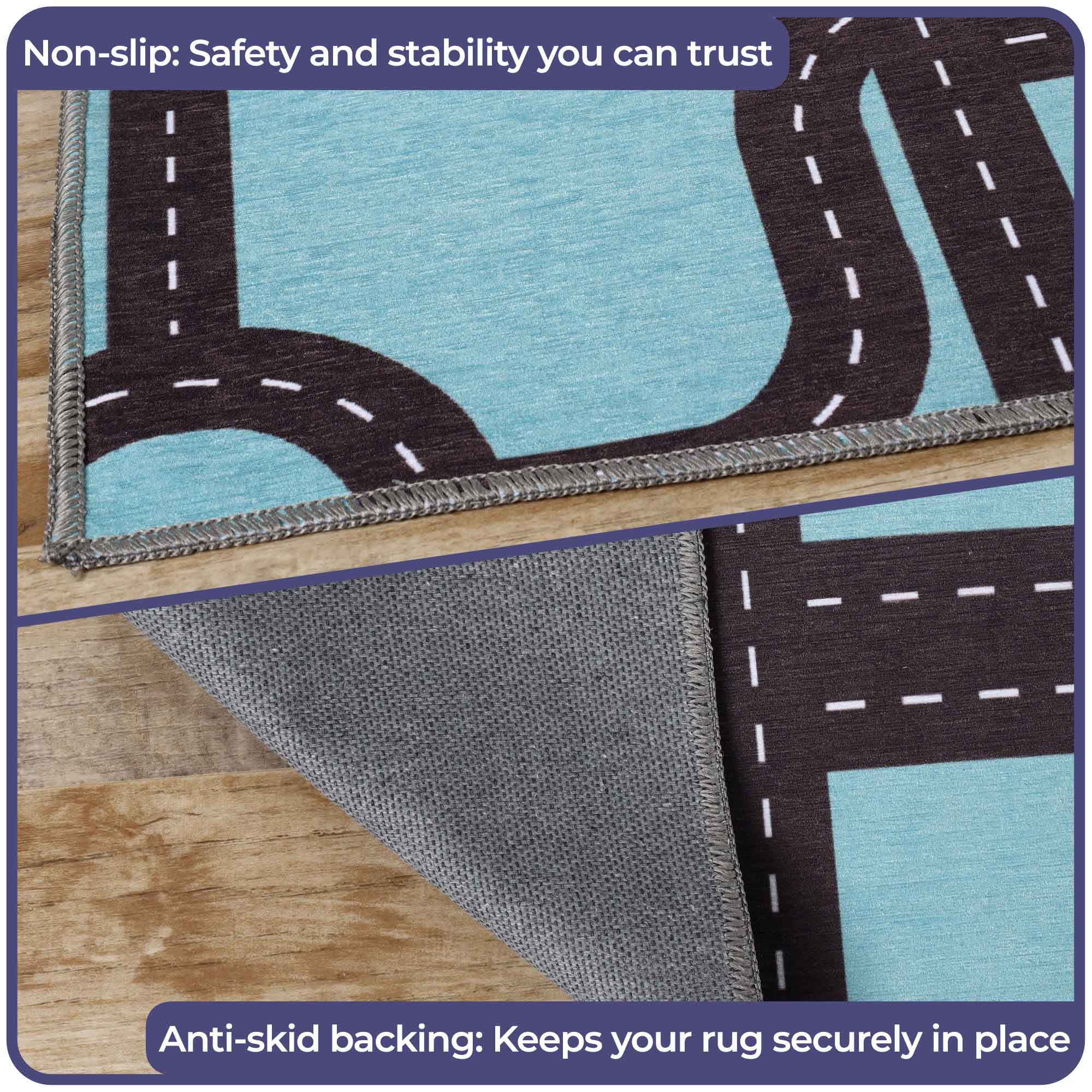 Non-Slip Kids Playroom Rug - Washable Nursery Carpet for Indoor Play Areas - Perfect for Toddler Safety & Home Decor
