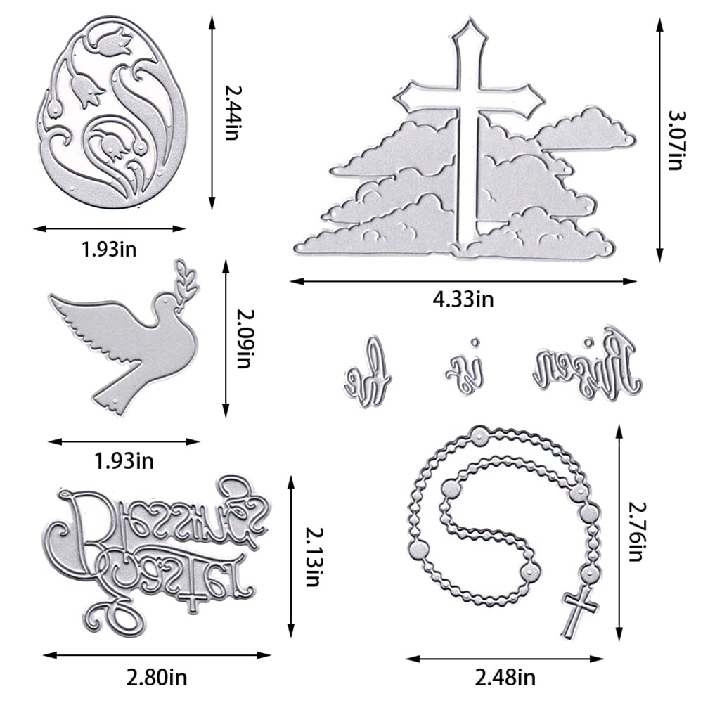 Easter Cross Die Cuts for Card Making - Religious Jesus Blessing Words & Egg Embossing Stencil Templates - DIY Scrapbooking, Paper Crafts, Photo Albums - Perfect for Easter Cards, Church Events & Christian Home Decor