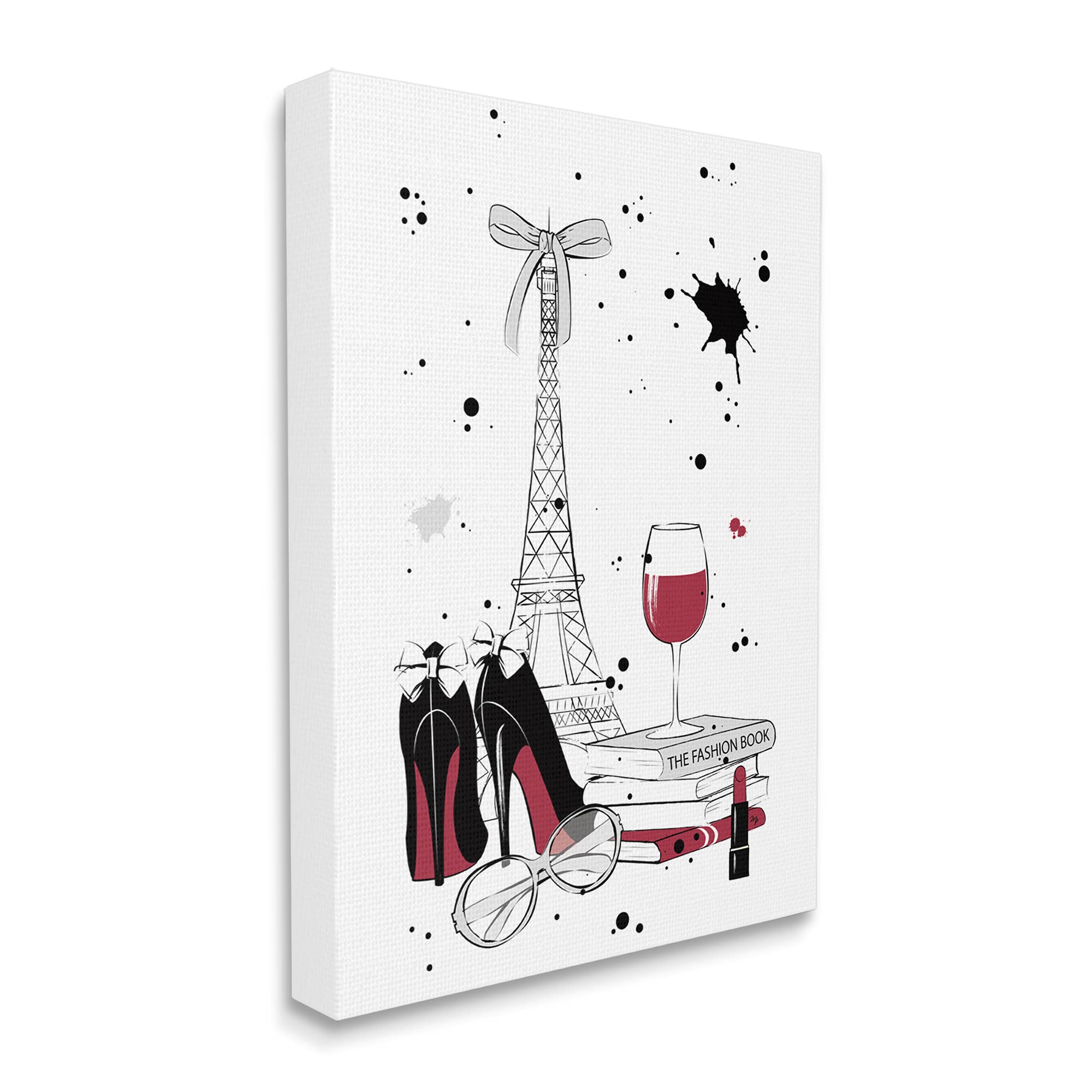 Stupell Industries Glam Eiffel Tower Fashion Books & Red Wine Canvas Wall Art - Designed by Martina - 36