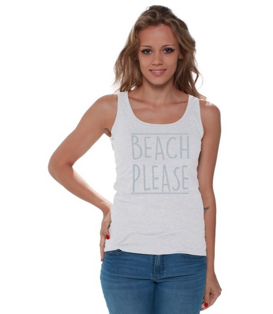 Awkwardstyles Women's Beach Please Tank Top - Gray Sporty Workout Shirt for Yoga, Running & Gym | Cute Casual Summer Top with Free Bookmark Gift