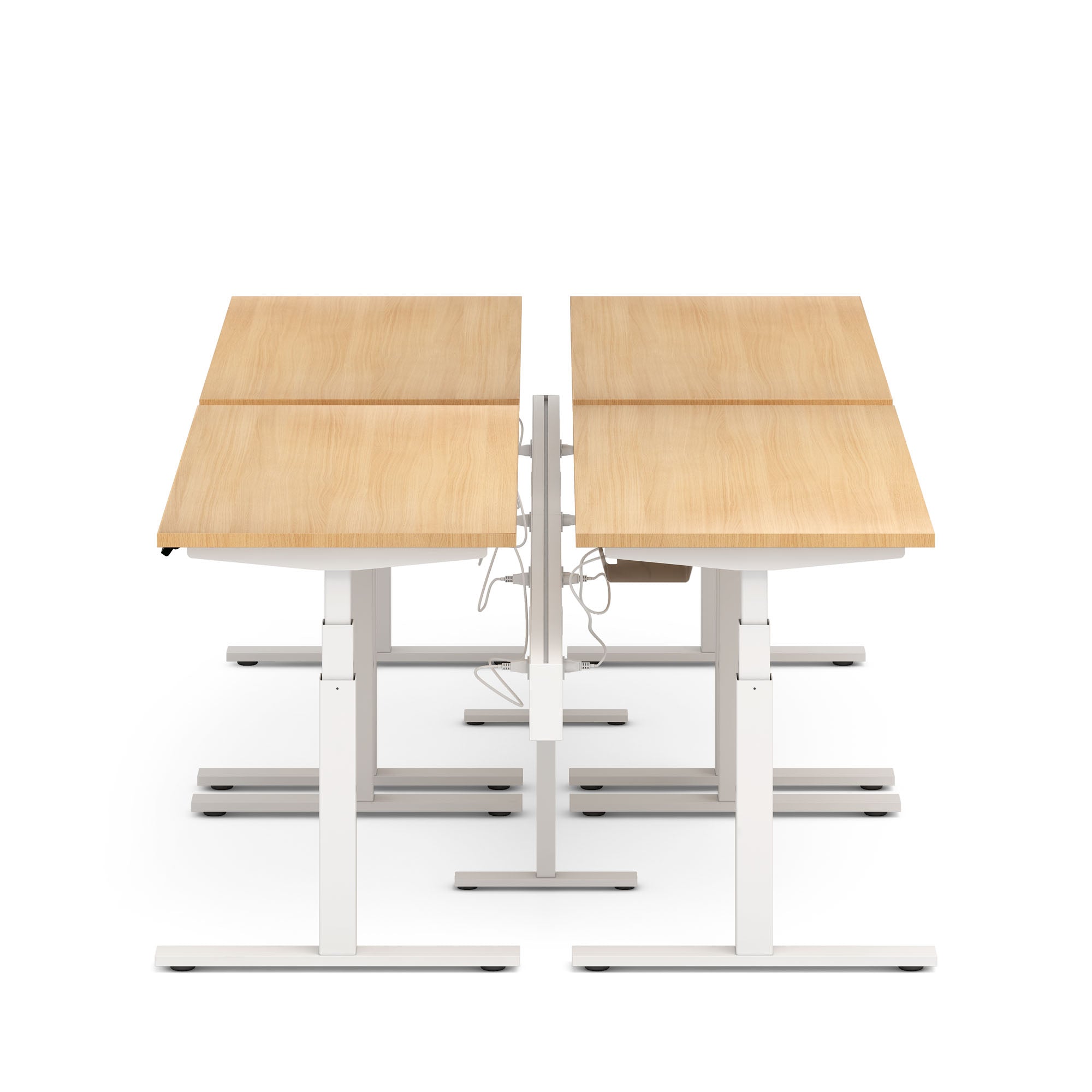Series L Desk for 4 with Boom Power Rail - Modern Office Workstation for Collaborative Workspaces, Home Offices & Coworking Environments