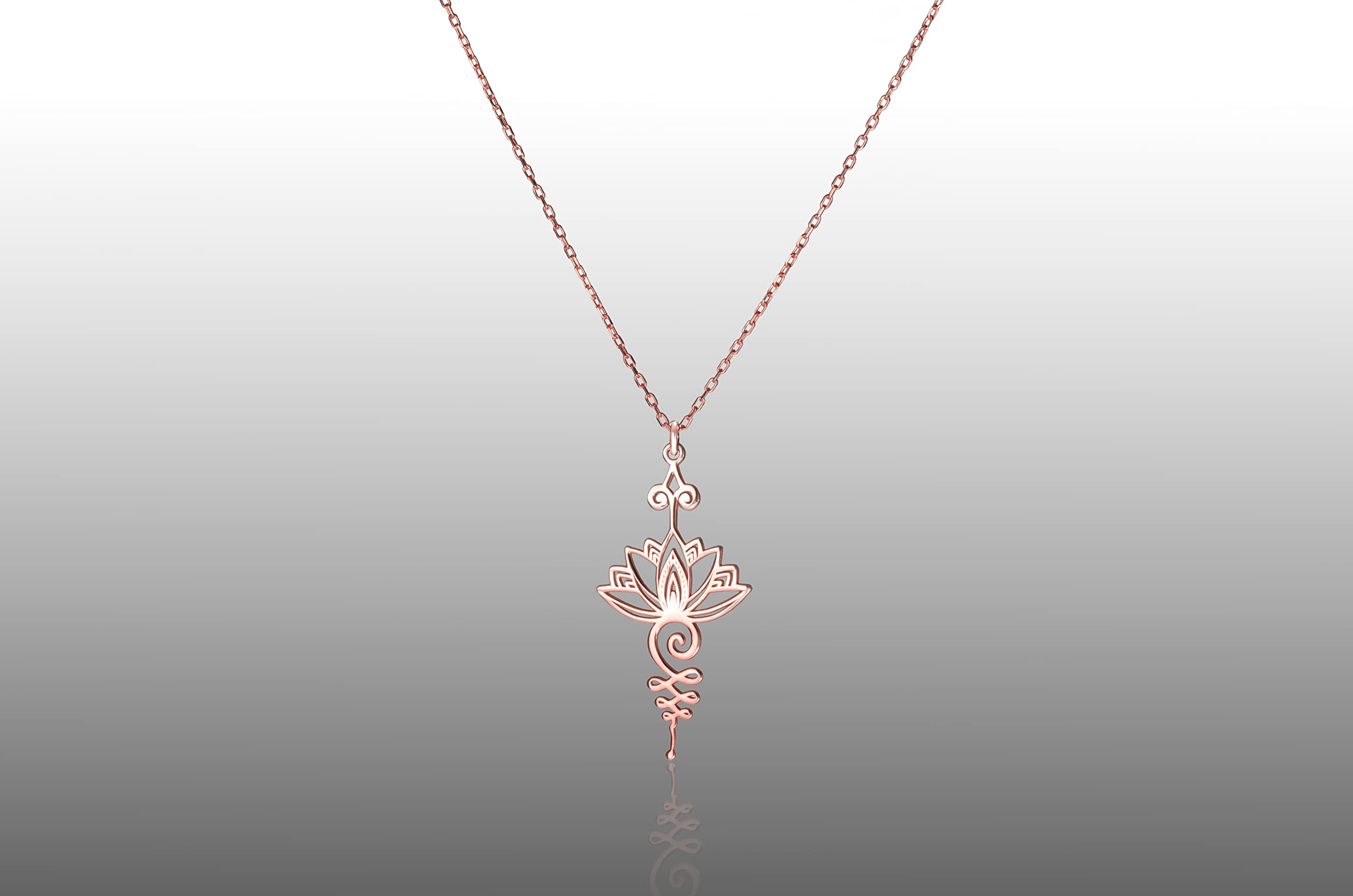 Lotus Unalome Necklace - 925 Sterling Silver Yoga Jewelry with Chakra & Spiritual Symbol Charm for Meditation, Mindfulness & Gift Giving