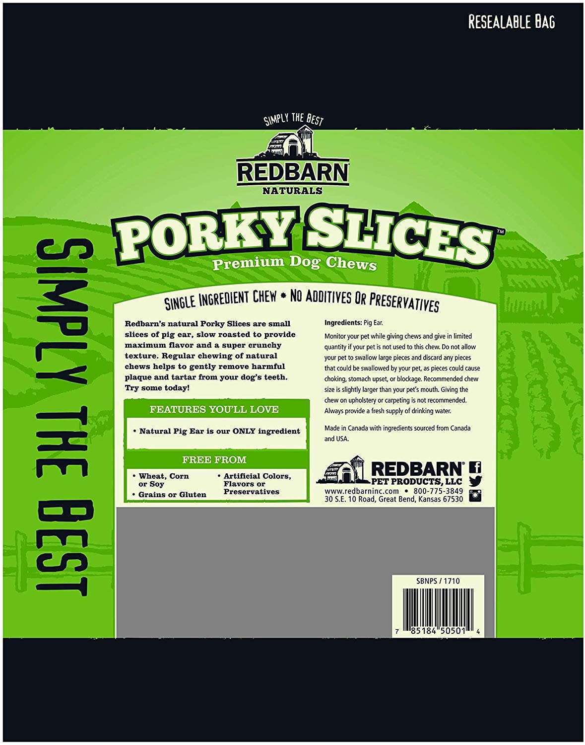 Redbarn Porky Slices Dog Treats - 1.5lbs (8 Bags) | Natural, Grain-Free & High Protein | Perfect for Training, Rewards & Dental Health