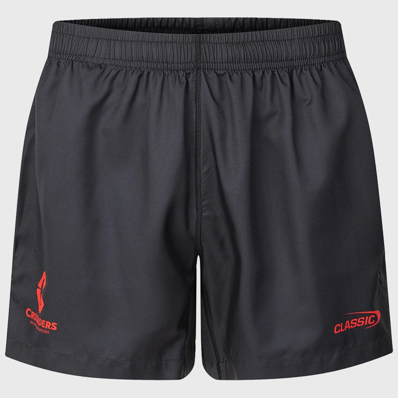 2025 Classic Crusaders Super Rugby Performance Gym Shorts - Black - Breathable & Moisture-Wicking for Training & Workouts