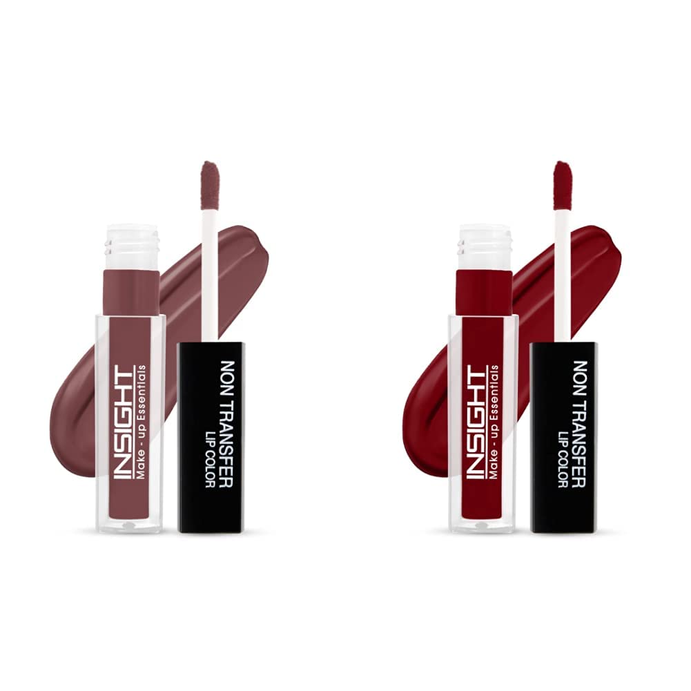 Insight Non-Transfer Matte Lipstick - Long Lasting Liquid Lip Color, 4ml (Shade LG40=30 & 03 Divine Wine) | Smudge Proof, Waterproof Lip Makeup for Daily Wear, Parties & Special Occasions