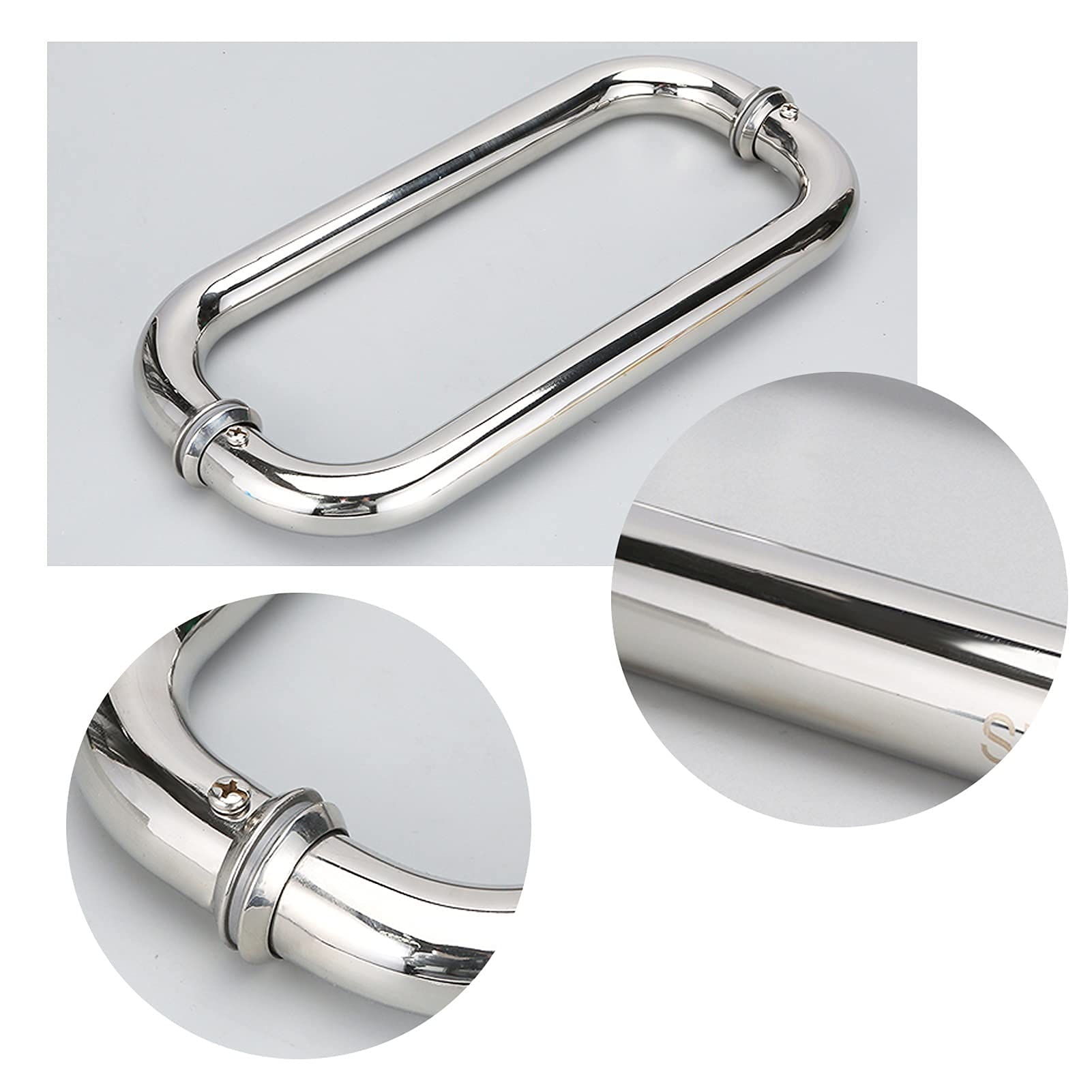Stainless Steel Shower Door Handle - Heavy Duty Push Pull for Bathroom (440mm) - Replace Old Handles