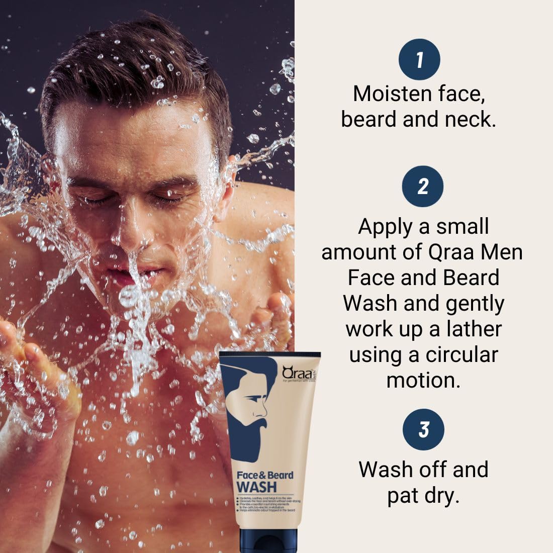 Qraa Men De Tan Pack - 120g De Tan Scrub & 100g Face and Beard Wash - Brightening & Exfoliating Skincare for Men - Perfect for Daily Use & Post-Shave Care