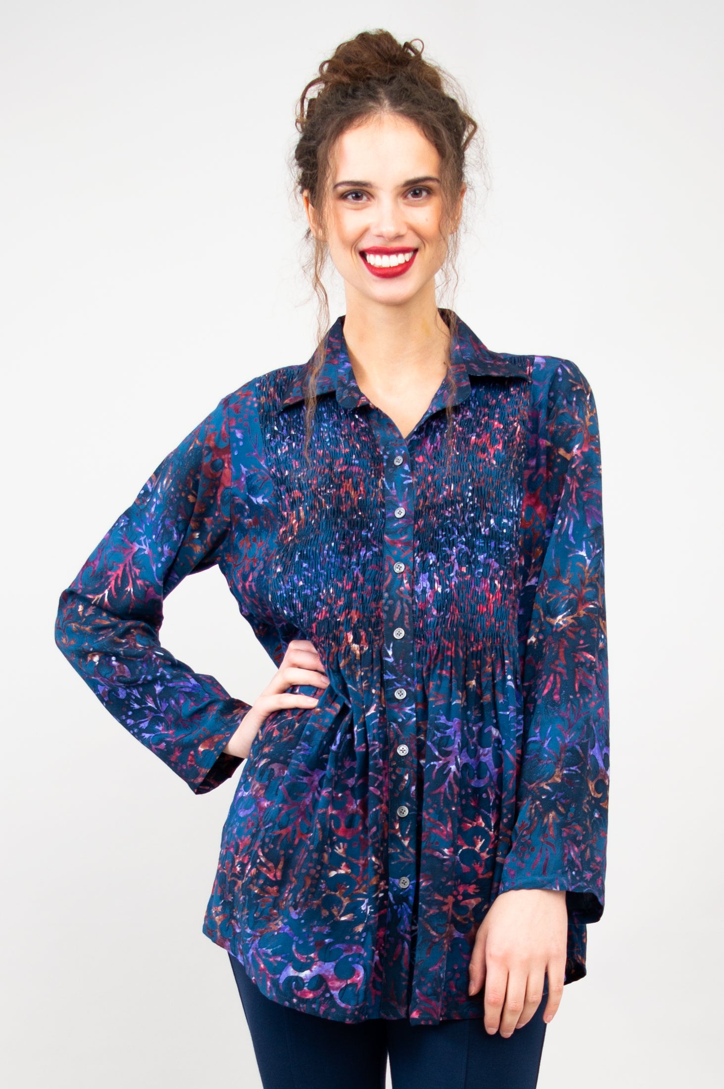 Cindy Long Sleeve Women's T-Shirt - Purple Sprinkle Print Casual Top for Everyday Wear | Final Sale