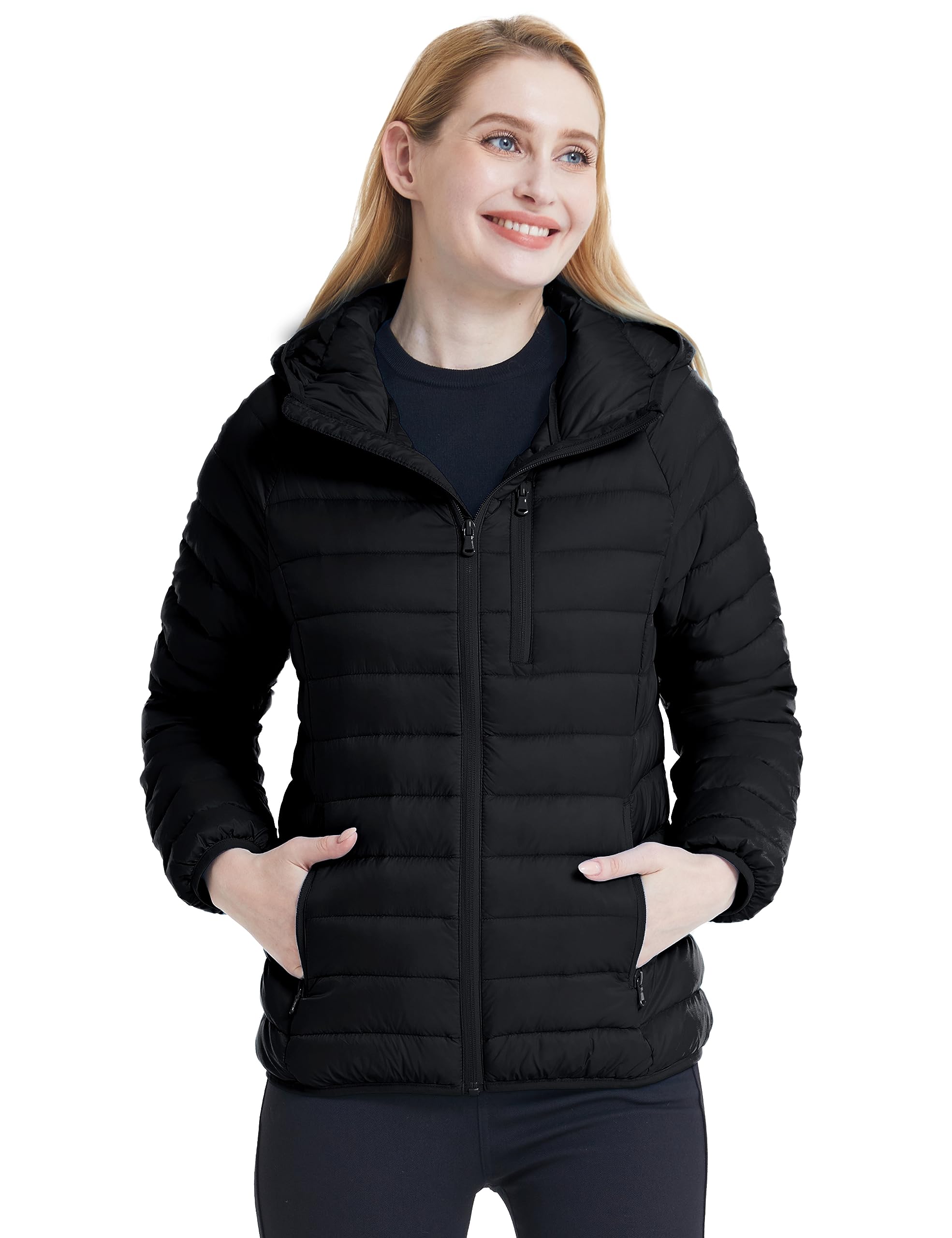 Wantdo Women's Lightweight Packable Down Jacket - Hooded Winter Puffer Coat for Outdoor Activities, Travel & Cold Weather