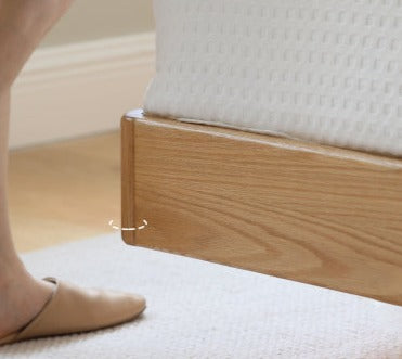 Solid Oak Wood Floating Platform Bed - No Headboard Modern Minimalist Bed Frame with LED Lights for Bedroom, Guest Room, or Studio Apartment