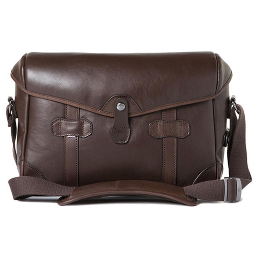 Stylish Barber Shop Small Messenger Pageboy Camera Bag - Smooth Leather, Dark Brown - Perfect for Photographers & Travel Enthusiasts