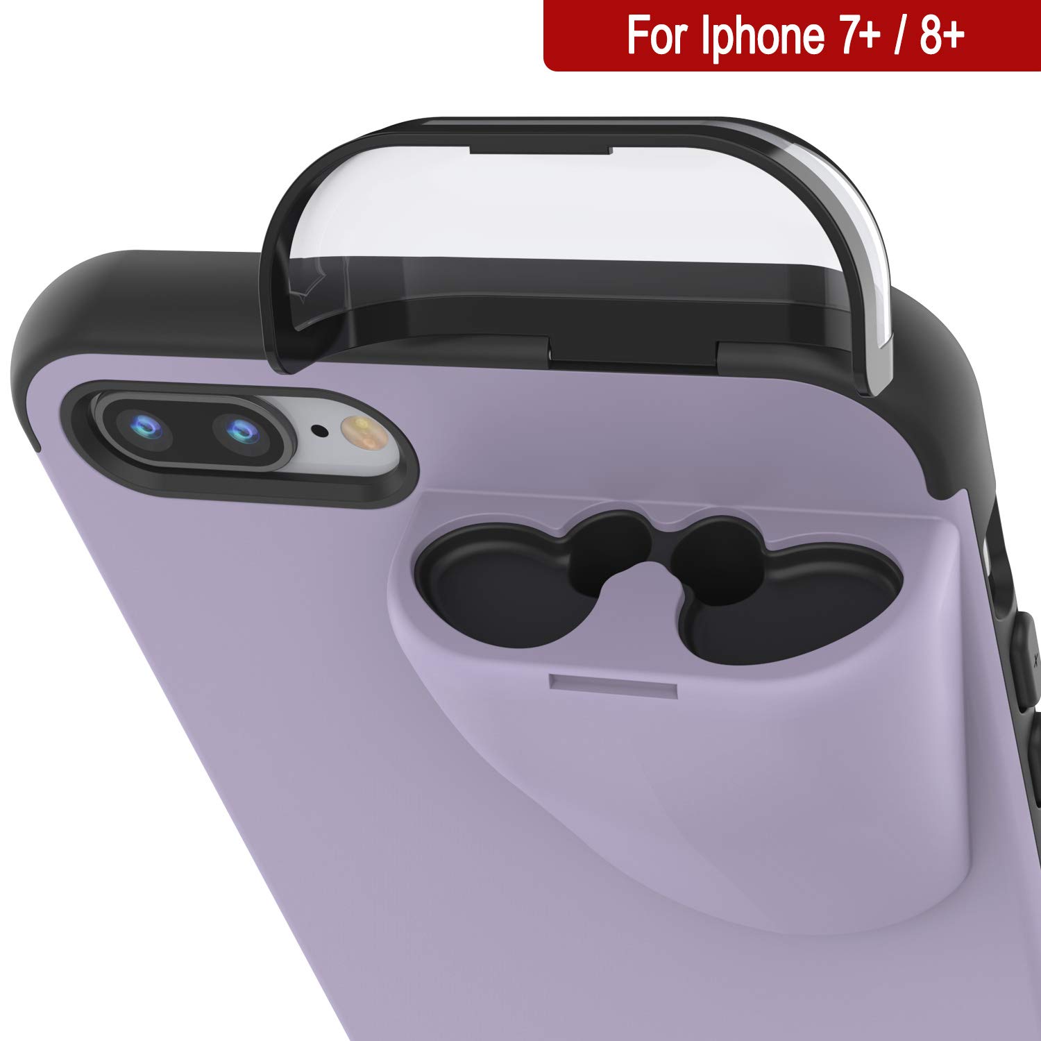 Punkcase iPhone 8 Plus Case with AirPods Holder - Slim & Durable 2-in-1 Protective Cover for iPhone 8 Plus (5.5 Inch) - Compatible with AirPods 1st & 2nd Generation - Purple | Perfect for Gym, Travel & Everyday Use