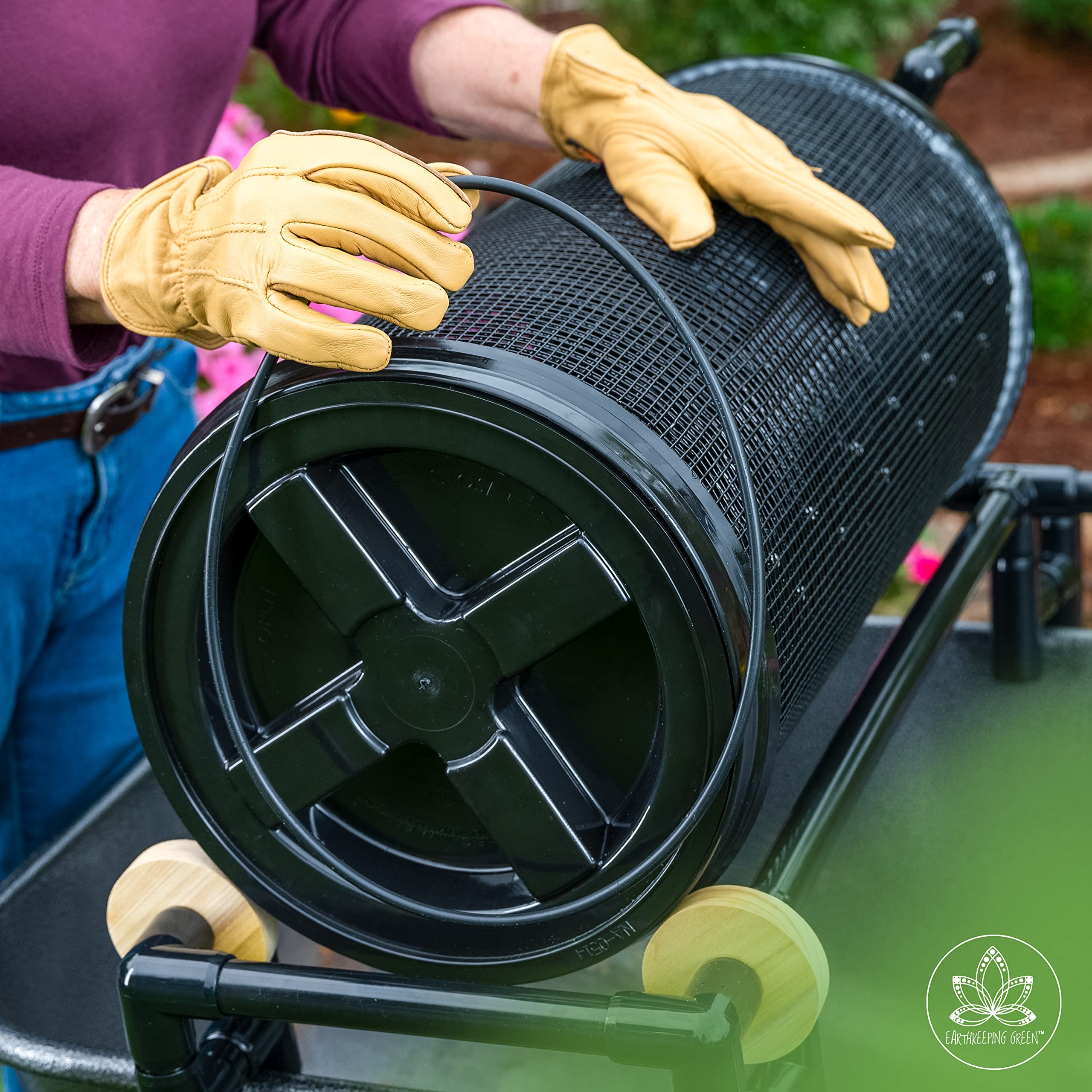 Heavy Duty 1/2 Inch Rolling Garden Sifter - Soil Compost Screen for Gardening, Landscaping & Potting Mix (Perfect for Home Gardens, Flower Beds & Organic Farming)