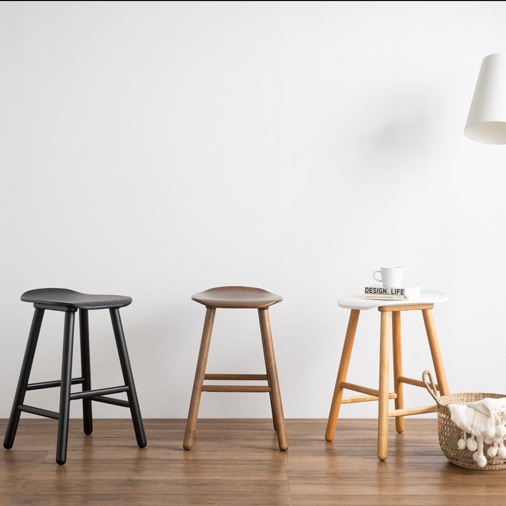 Modern Hetty Counter Stool - Black Ash Veneer Finish - Perfect for Kitchen Islands, Breakfast Bars & Small Spaces