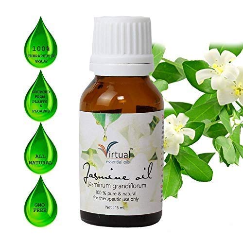 100% Pure Jasmine Essential Oil for Hair Care, Skin & Pimple Treatment - Undiluted, Therapeutic Grade - Aromatherapy, Massage & DIY Beauty Products