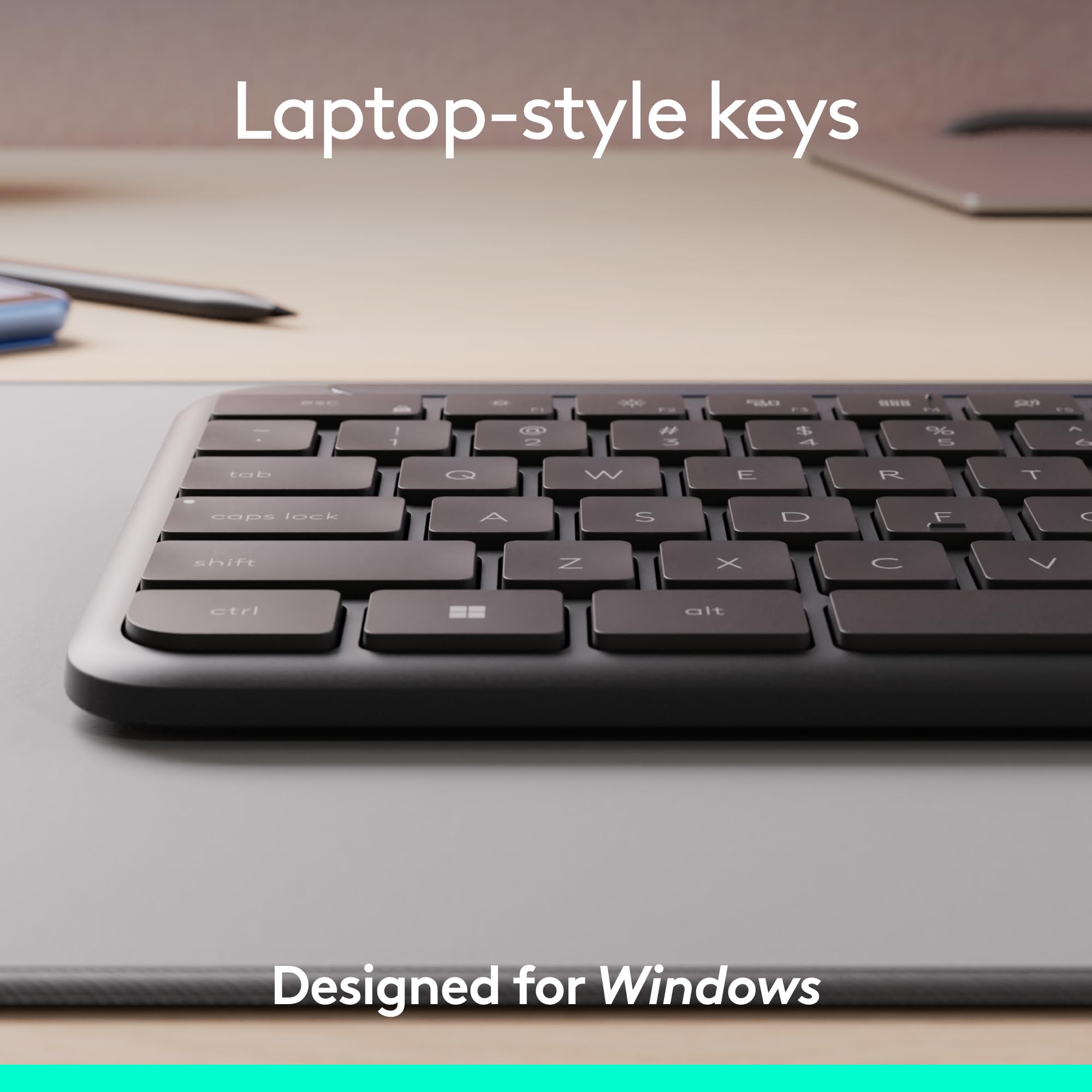 Logitech Signature Slim MK955 Wireless Keyboard and Mouse Combo for Business | Microsoft Copilot Edition, Quiet Typing, Bluetooth & Secure USB Receiver, Graphite - Perfect for Office, Remote Work & Windows Productivity