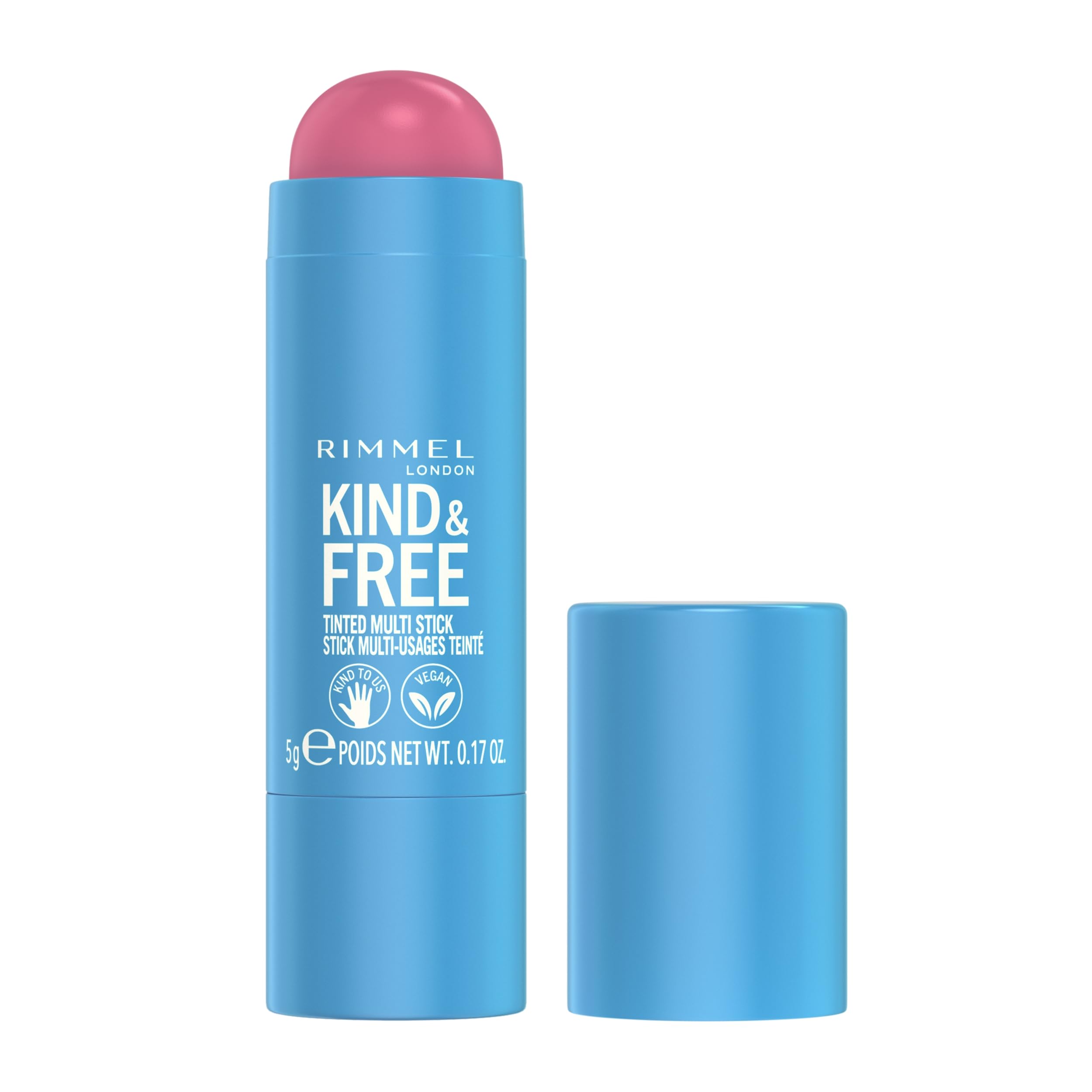 Rimmel London Kind & Free Multi-Stick in 003 Pink Heat - Vegan, Hydrating Cheek & Lip Stick with Buildable Color, Clean Formula (0.18oz) - Perfect for Natural Makeup Looks & On-The-Go Touch Ups